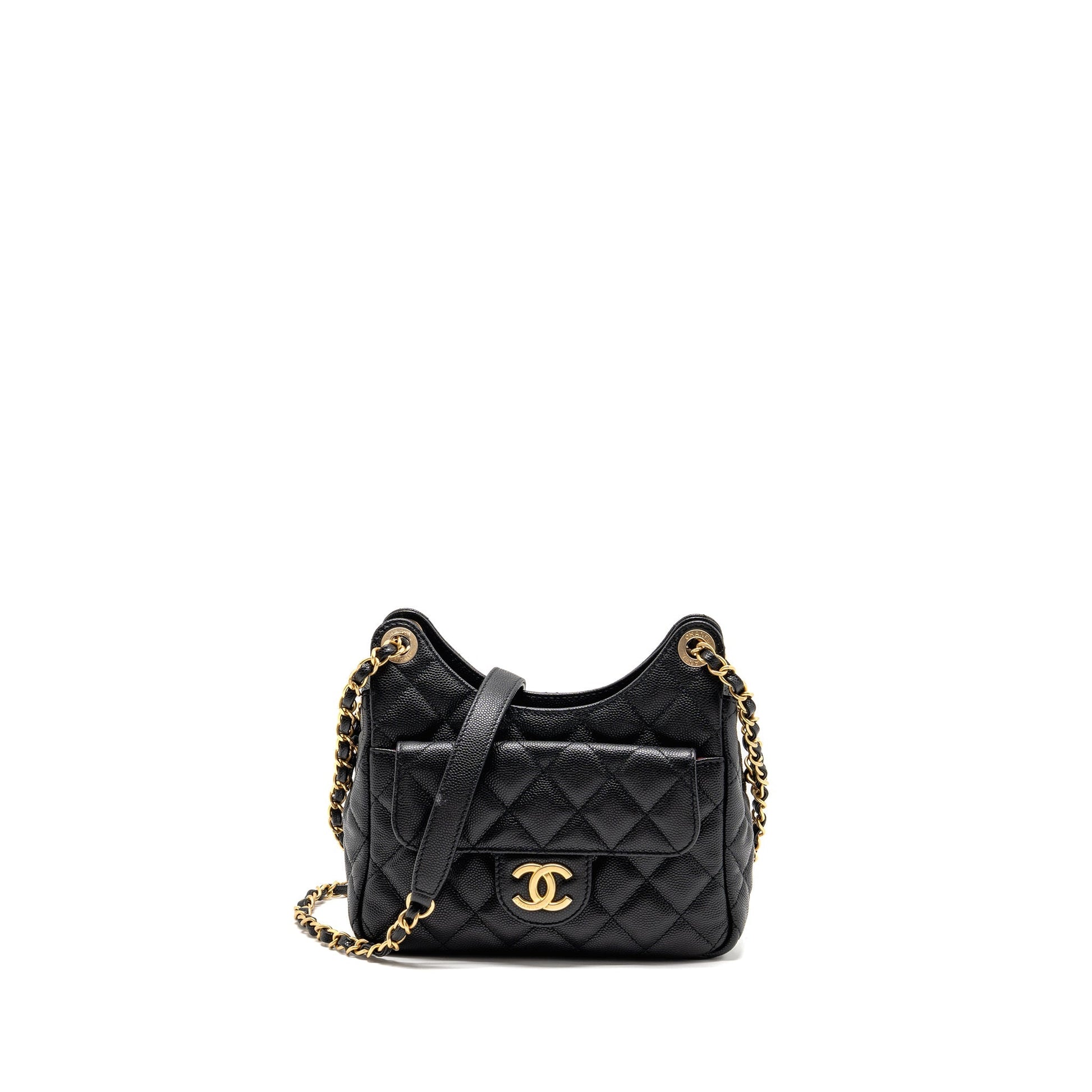 Chanel hobo caviar GHW microchip Black Small Crossbody Bag
