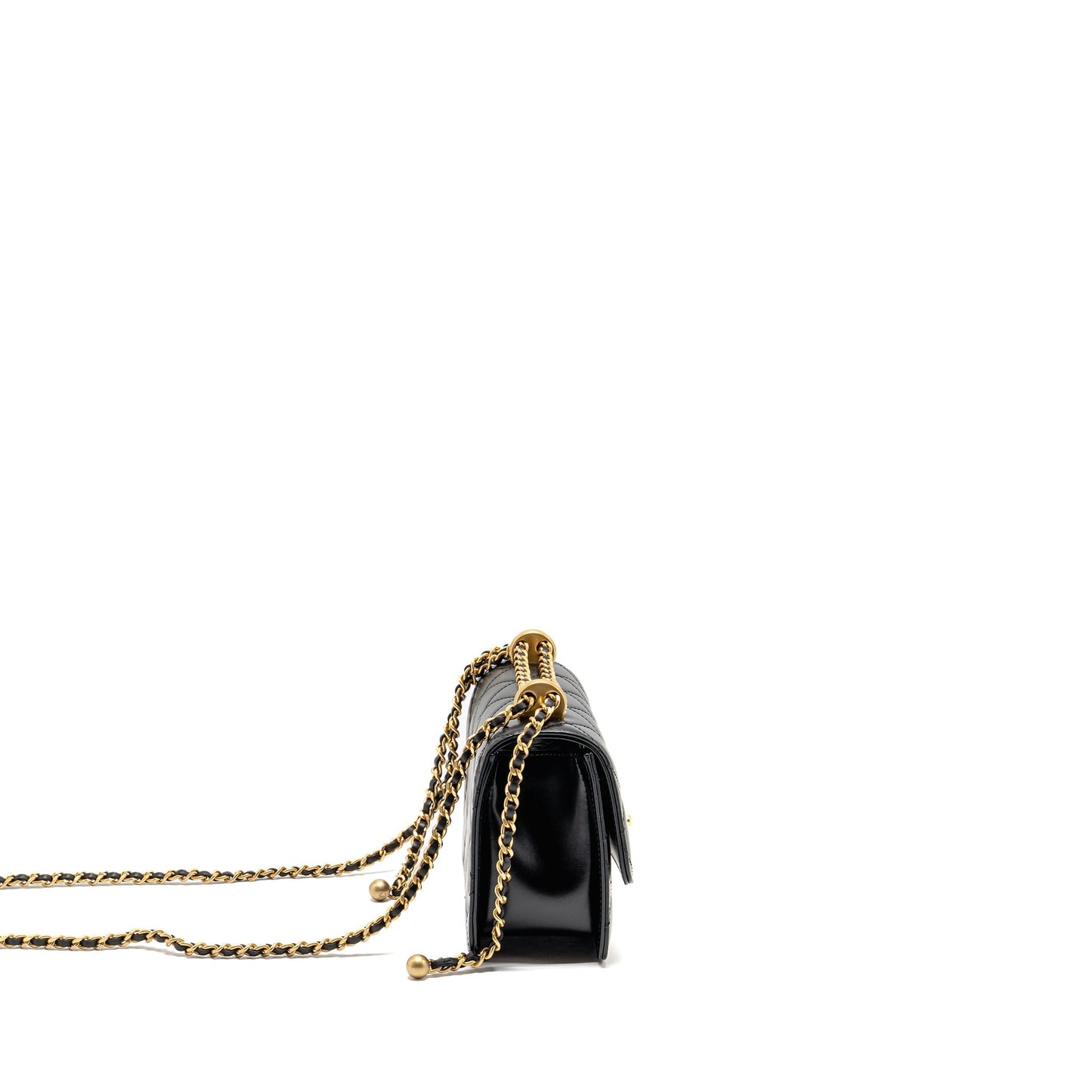 Chanel Crush Flap Calfskin GHW Microchip Black Gold Shoulder Bag Microchip 1