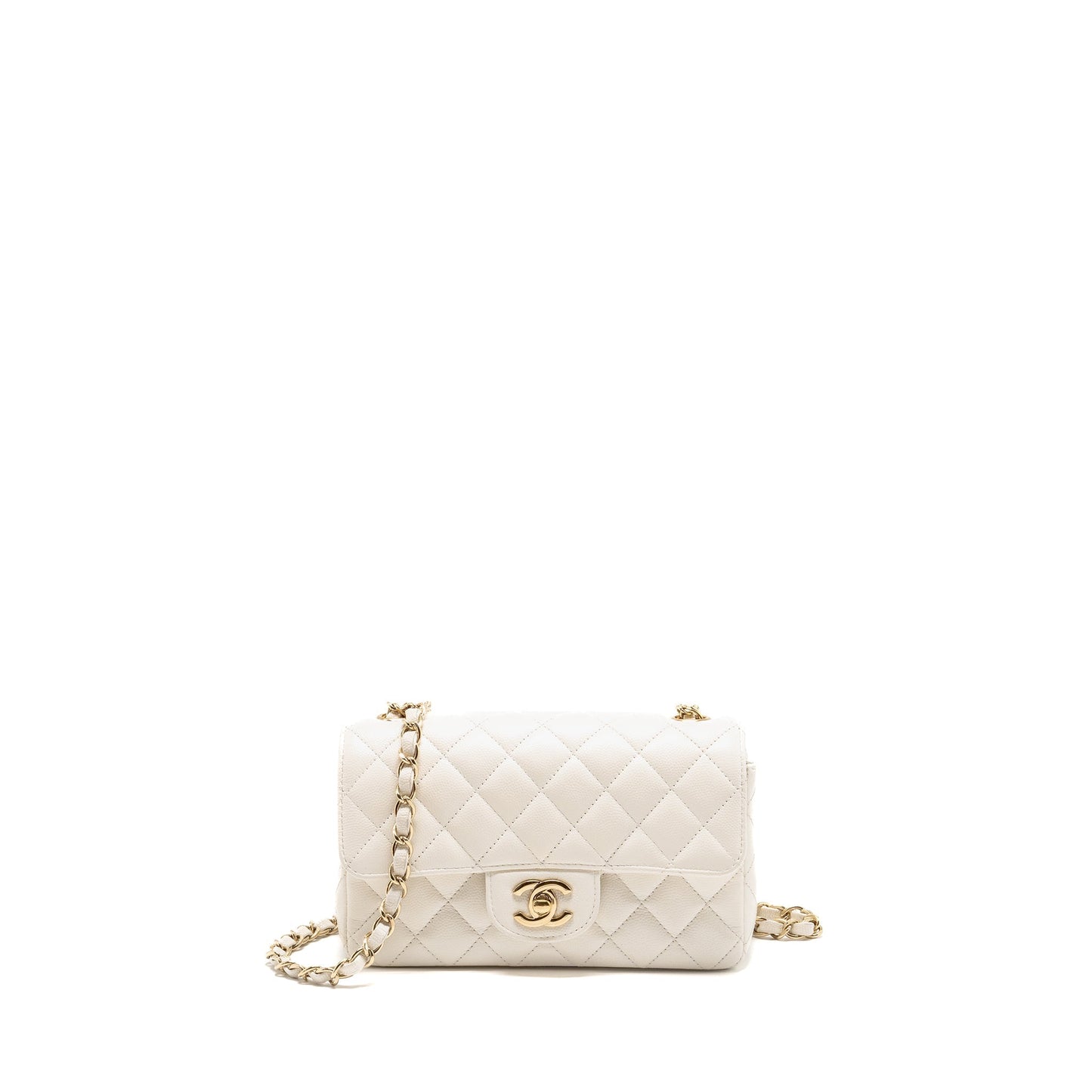 Chanel Rectangular Flap Caviar LGHW White Shoulder Bag