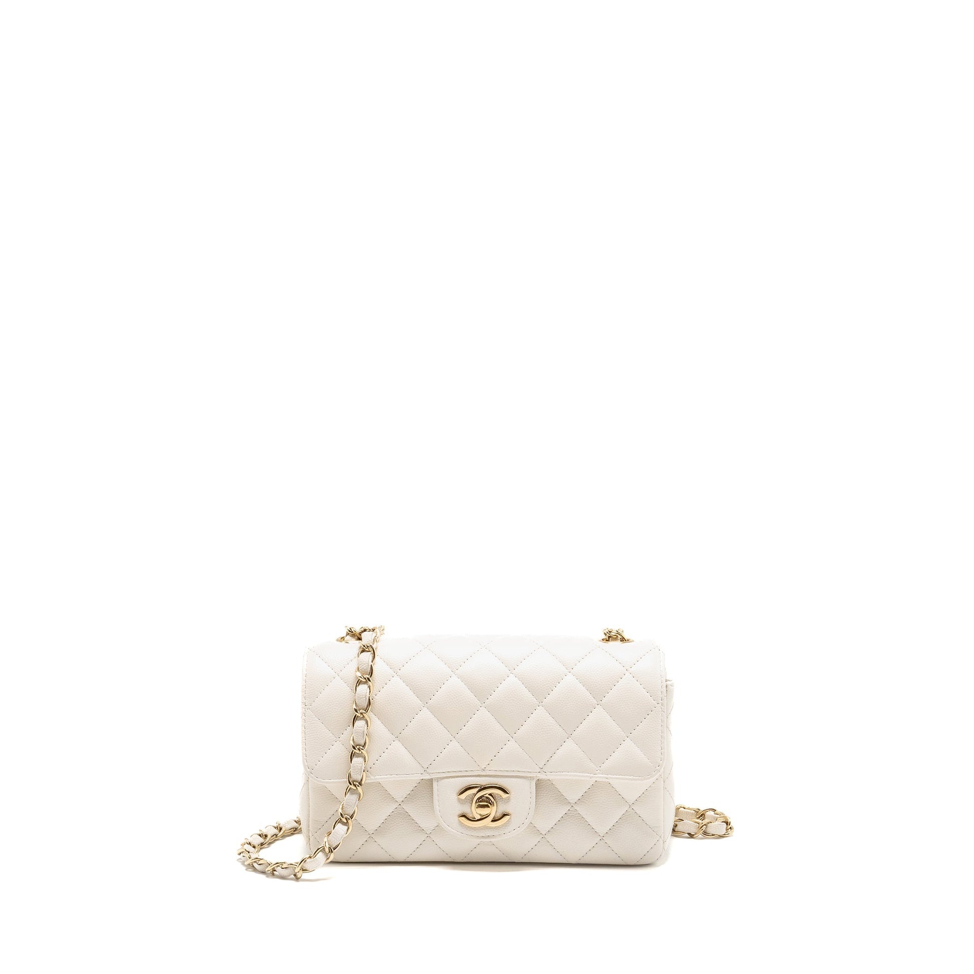 Chanel Rectangular Flap Caviar LGHW White Shoulder Bag