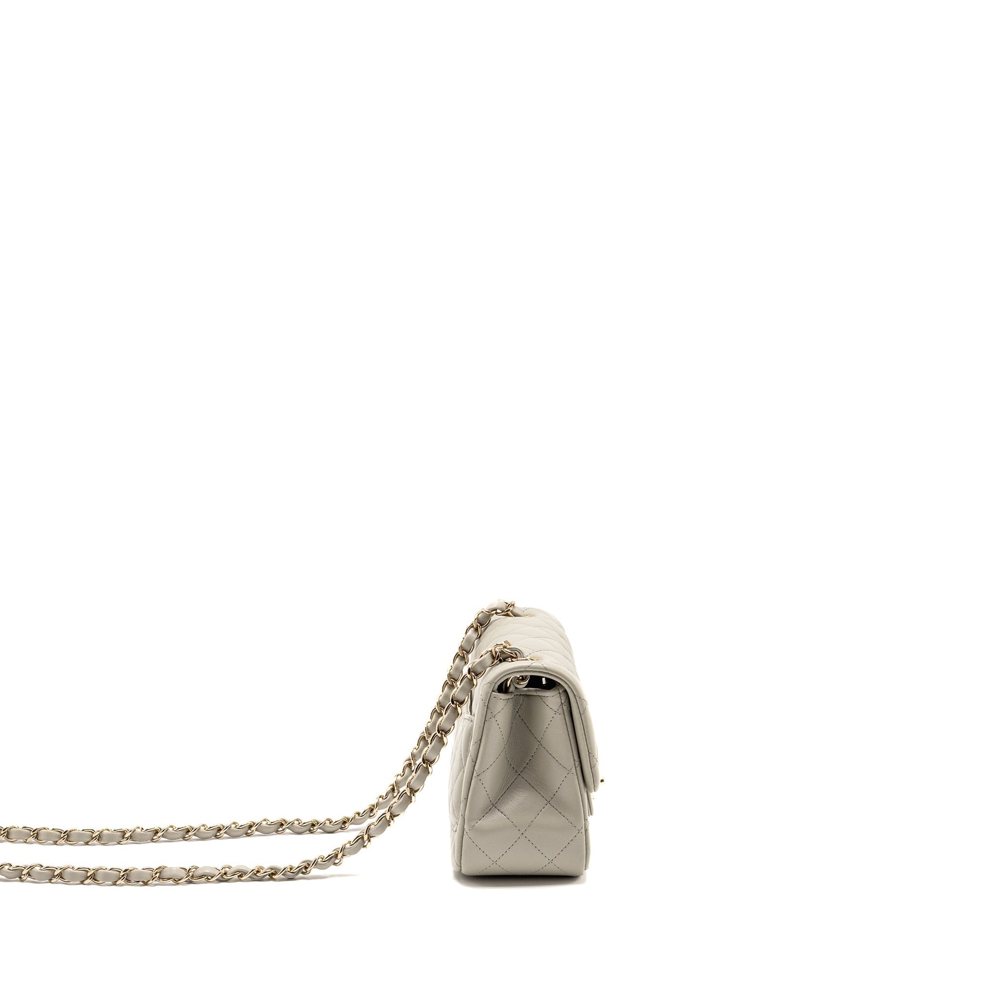 Chanel 22C Square Flap Lambskin Light LGHW Grey Shoulder Bag