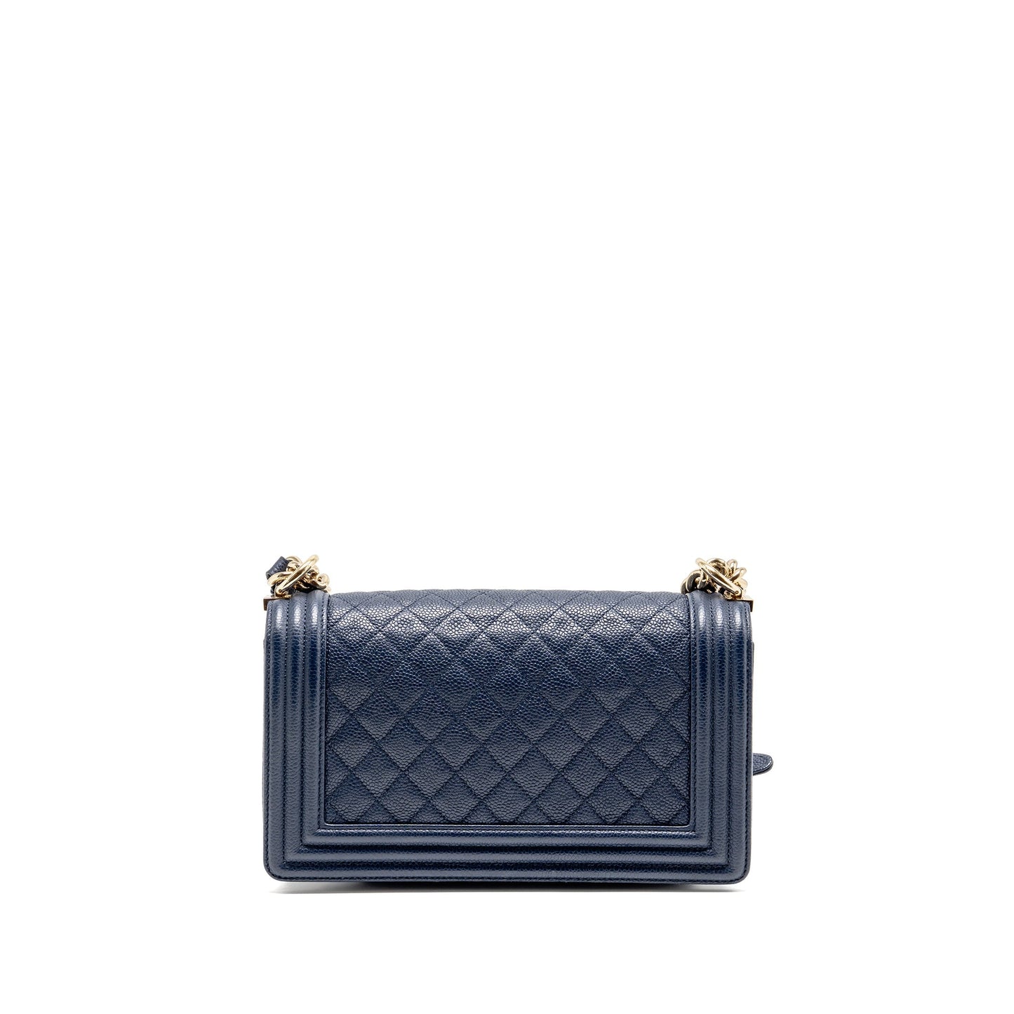 Chanel Boy Caviar Navy LGHW Handbag