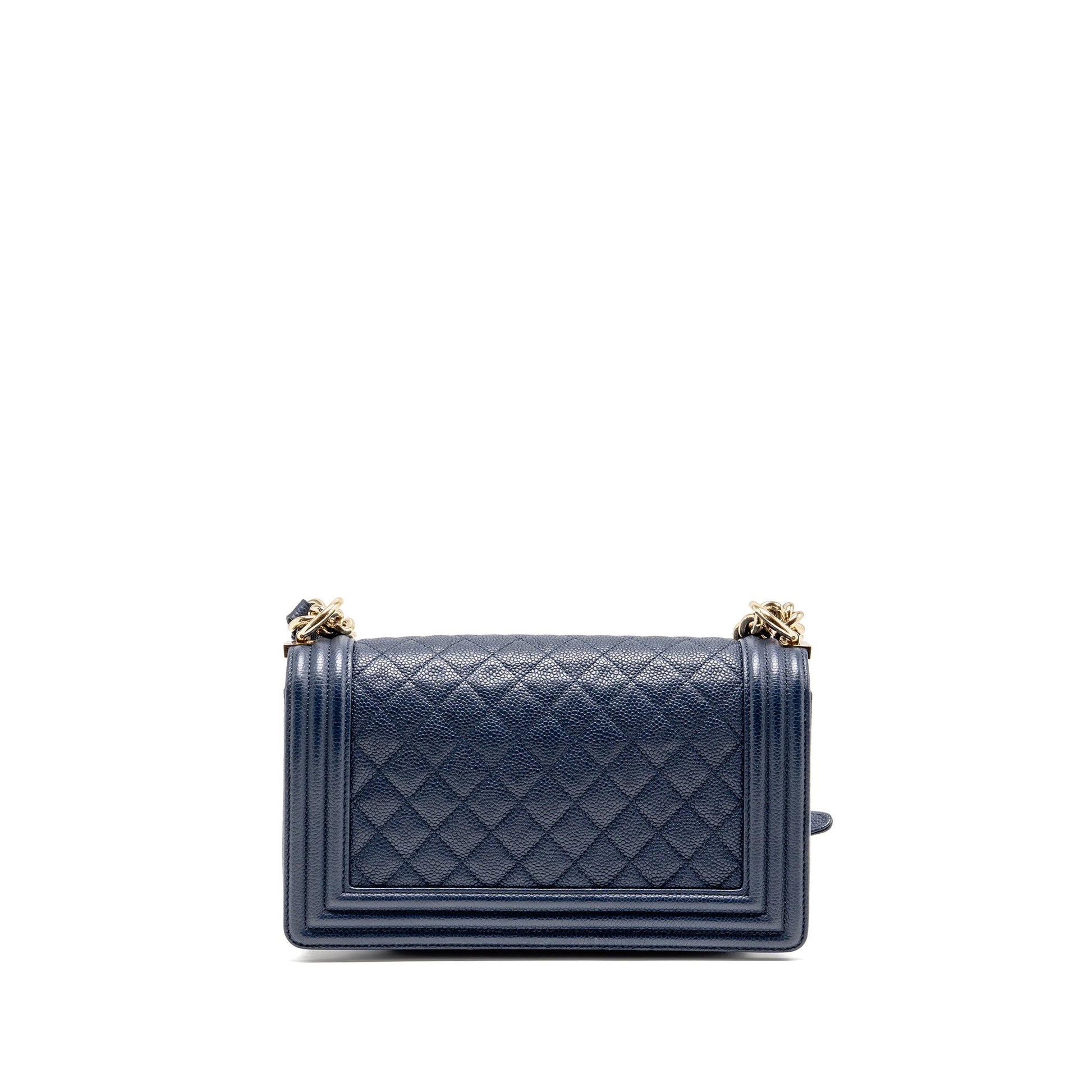 Chanel Boy Caviar Navy LGHW Handbag