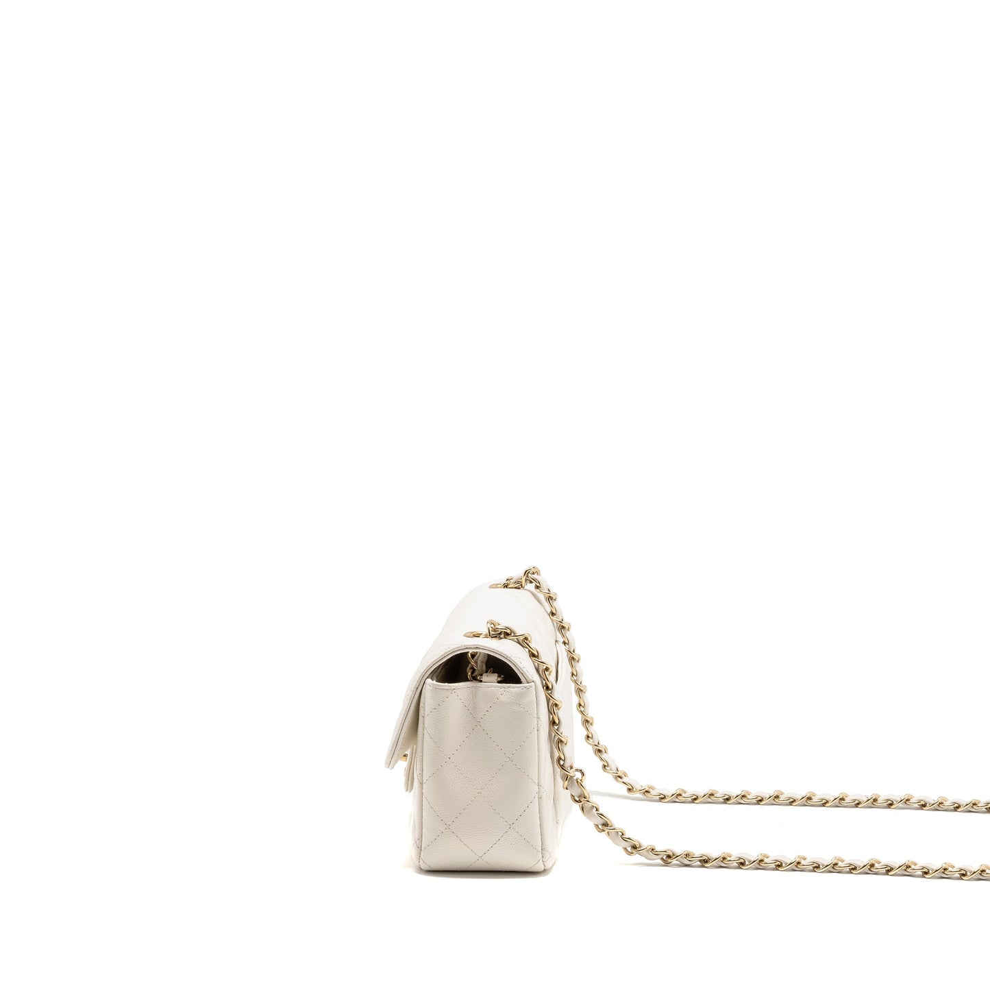 Chanel Rectangular Flap Caviar LGHW White Shoulder Bag