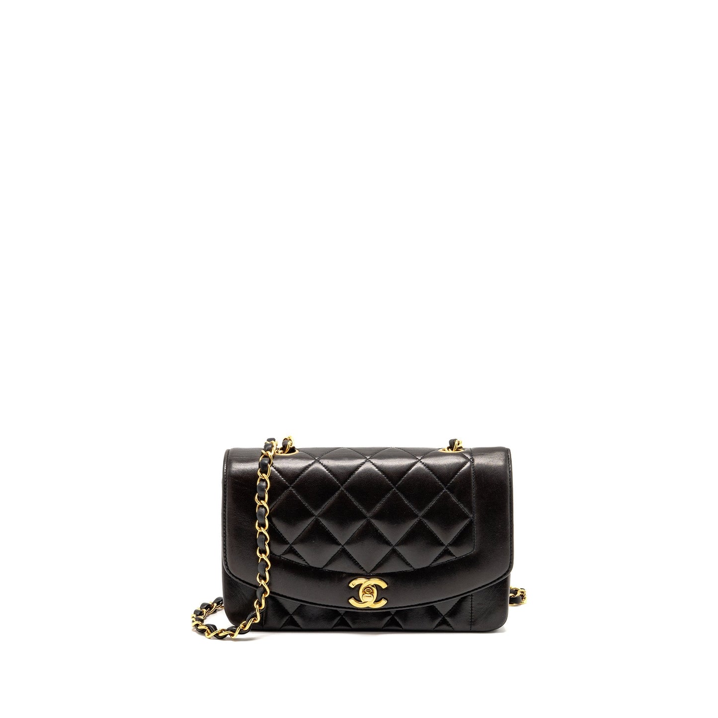 Chanel Diana Quilted Flap Lambskin GHW Black Small Shoulder Bag