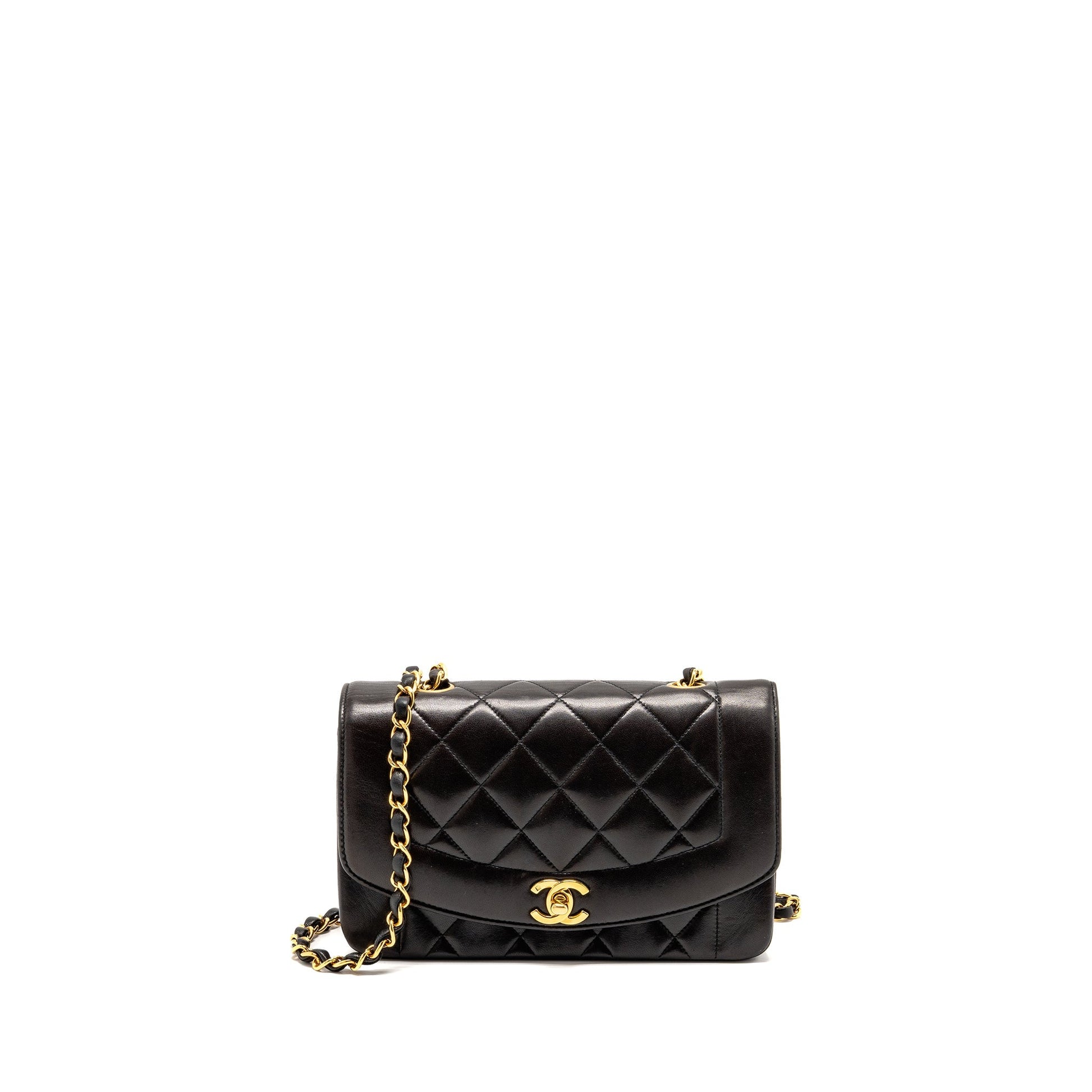 Chanel Diana Quilted Flap Lambskin GHW Black Small Shoulder Bag