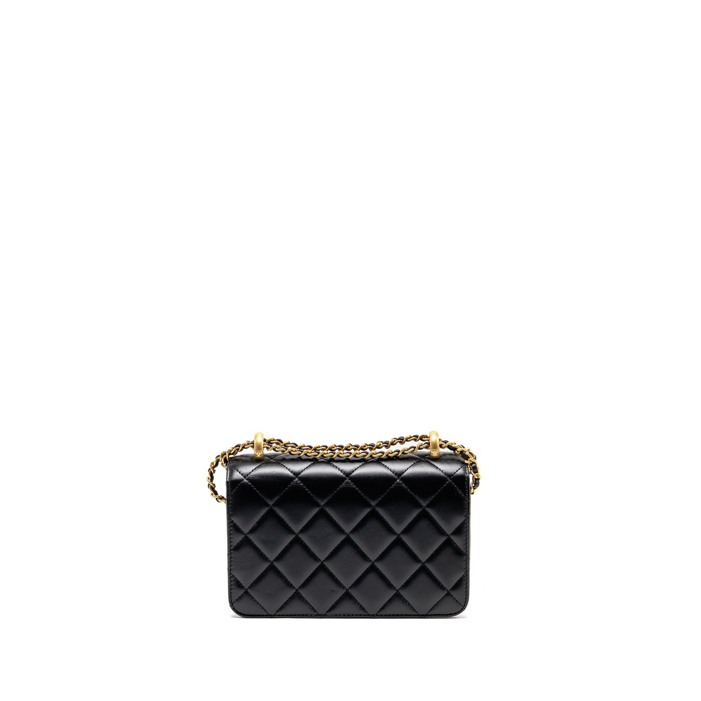 Chanel Crush Flap Calfskin GHW Microchip Black Gold Shoulder Bag Microchip 1