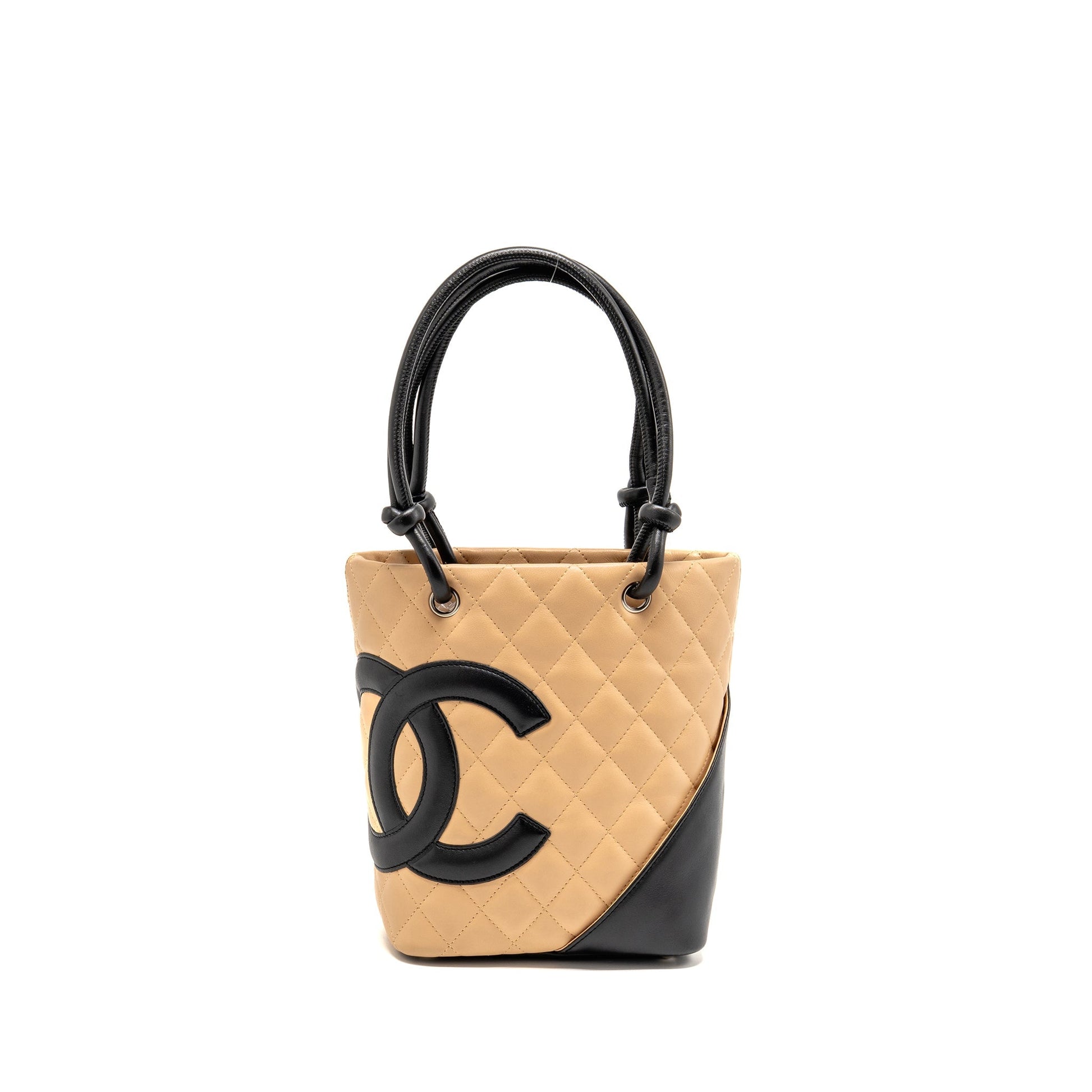 Chanel Cambon lambskin SHW Black Beige Tote Bag
