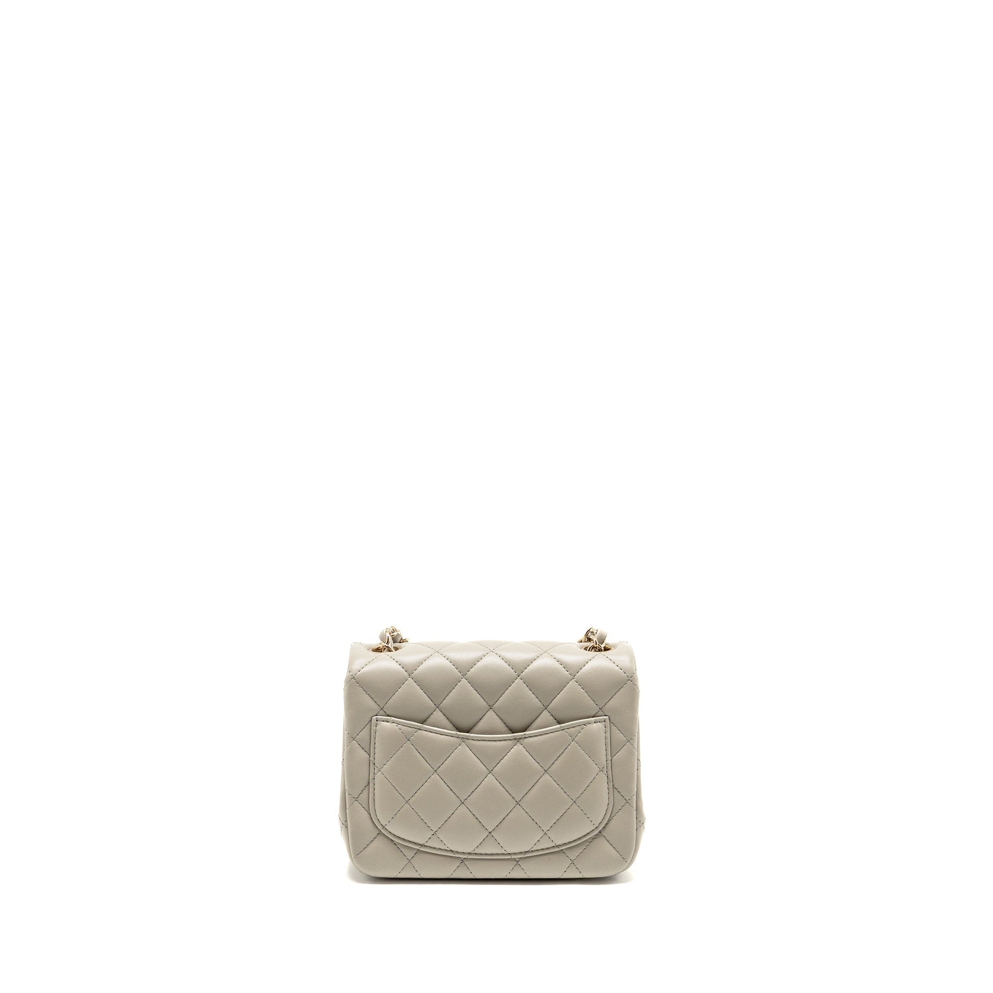 Chanel 22C Square Flap Lambskin Light LGHW Grey Shoulder Bag