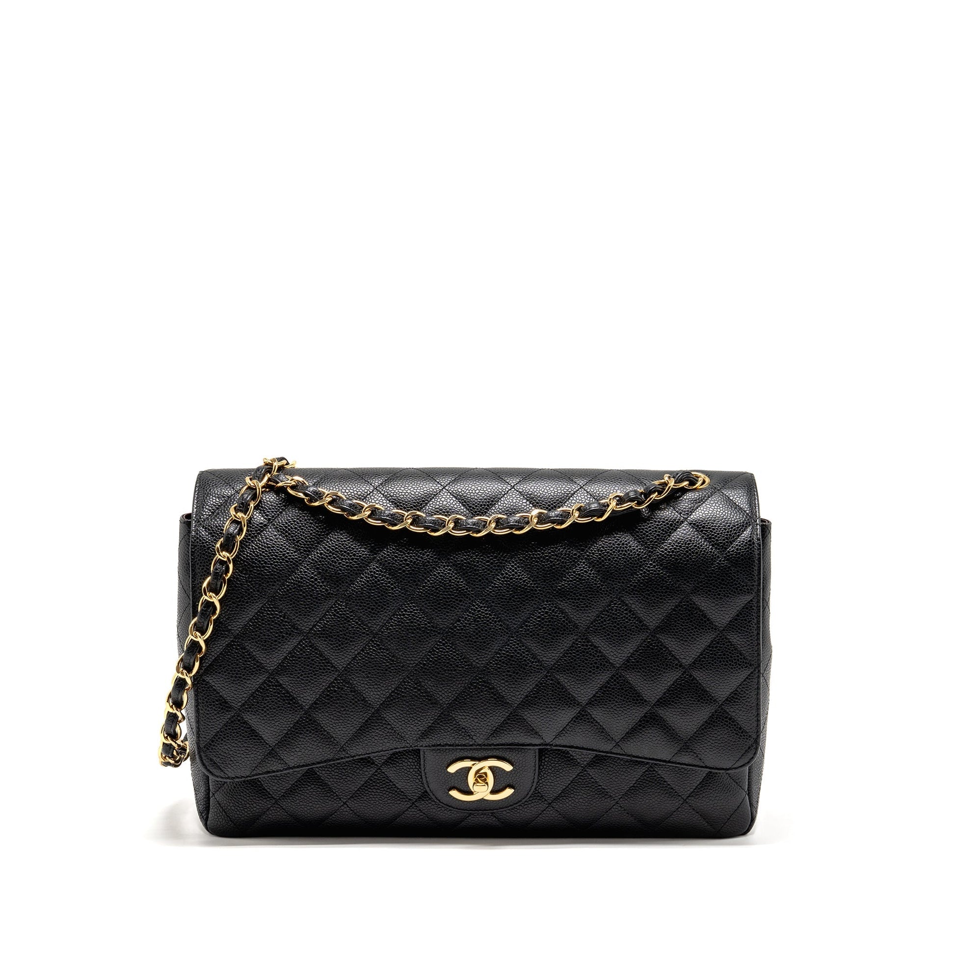 Chanel Maxi Classic Double Flap Caviar GHW Black Shoulder Bag Ghw 1