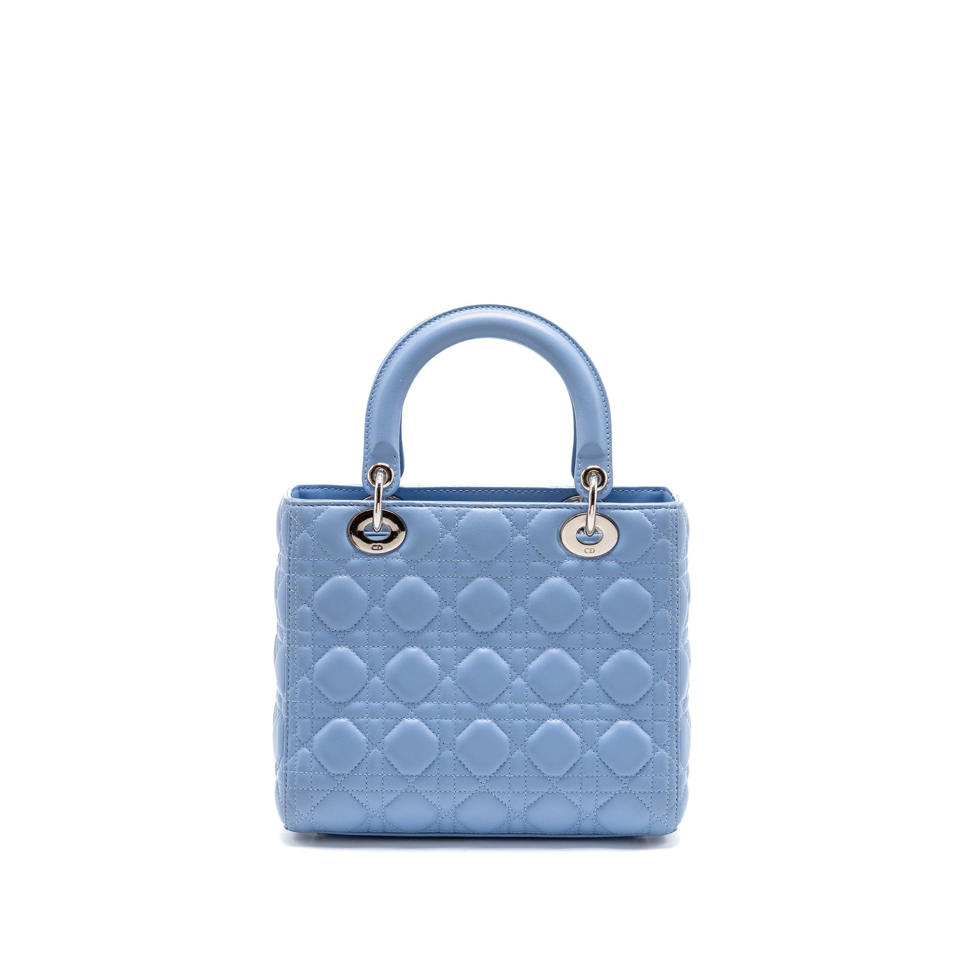 Dior Lady Lambskin Light Handbag Blue Medium Travel Bag