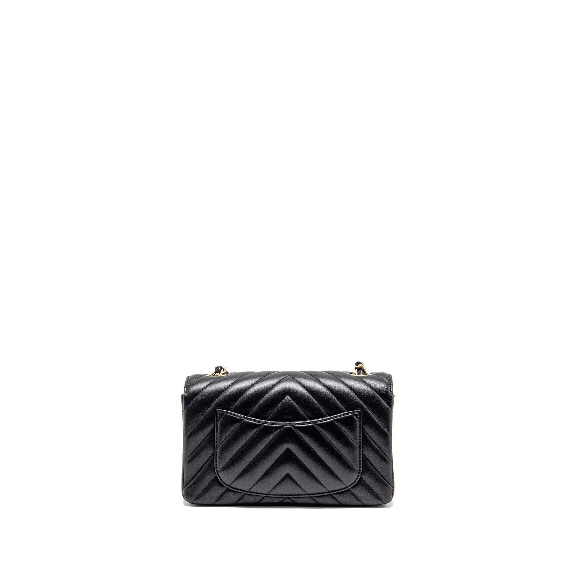 Chanel Rectangular Flap Chevron Lambskin LGHW Black Shoulder Bag