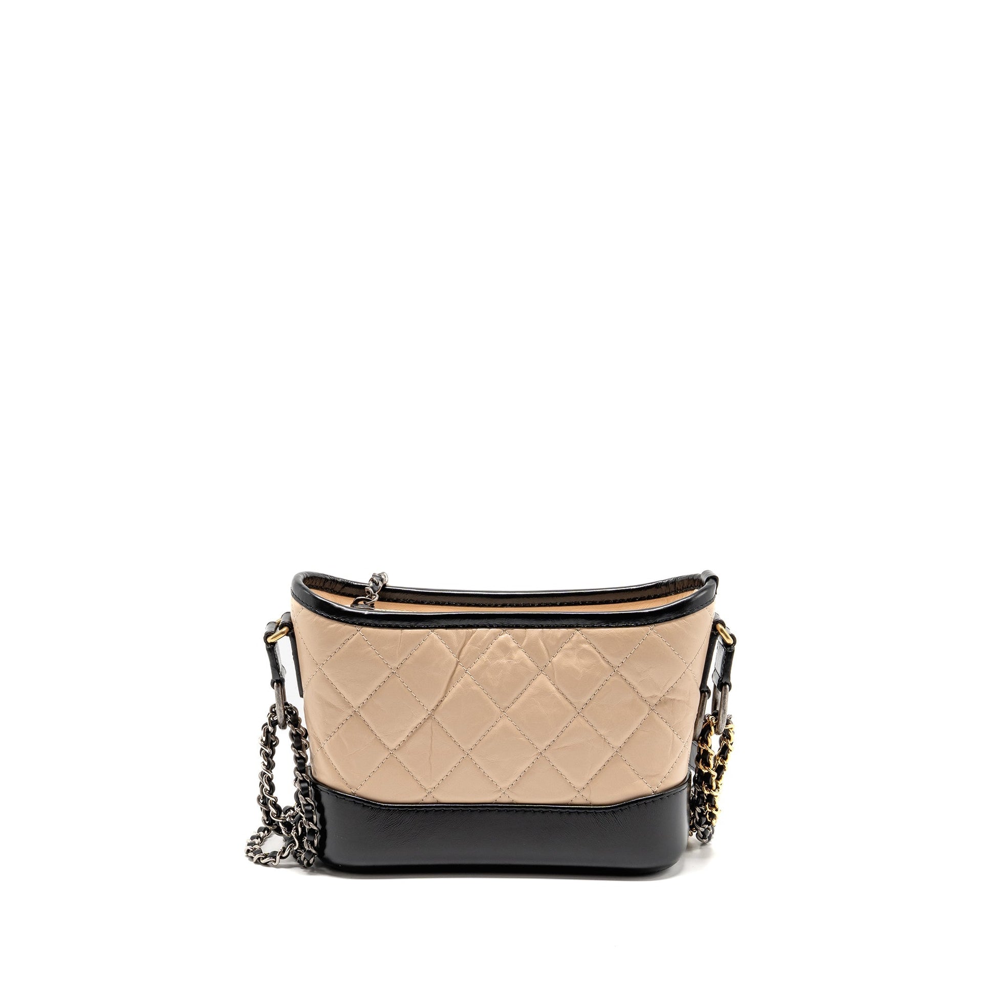Chanel Gabrielle hobo aged calfskin hardware Multicolour Black Beige Small Shoulder Bag Multicolour Hardware
