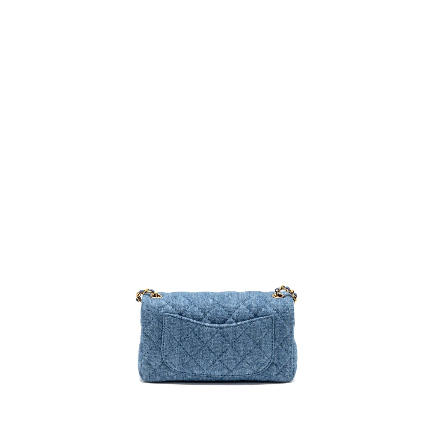 Chanel Pearl Crush Rectangular Flap Denim GHW Blue Shoulder Bag Microchip 1