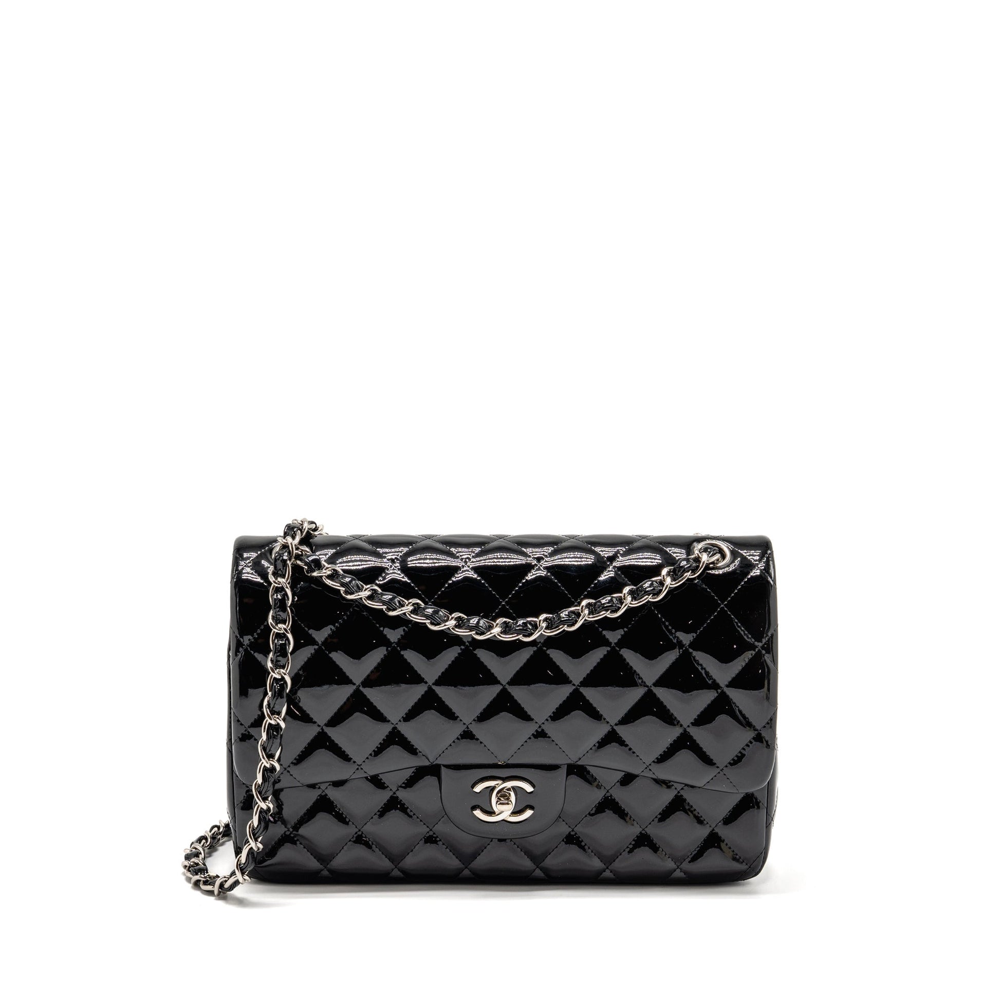 Chanel Jumbo Classic Double Flap Patent SHW Black Shoulder Bag Shw 2