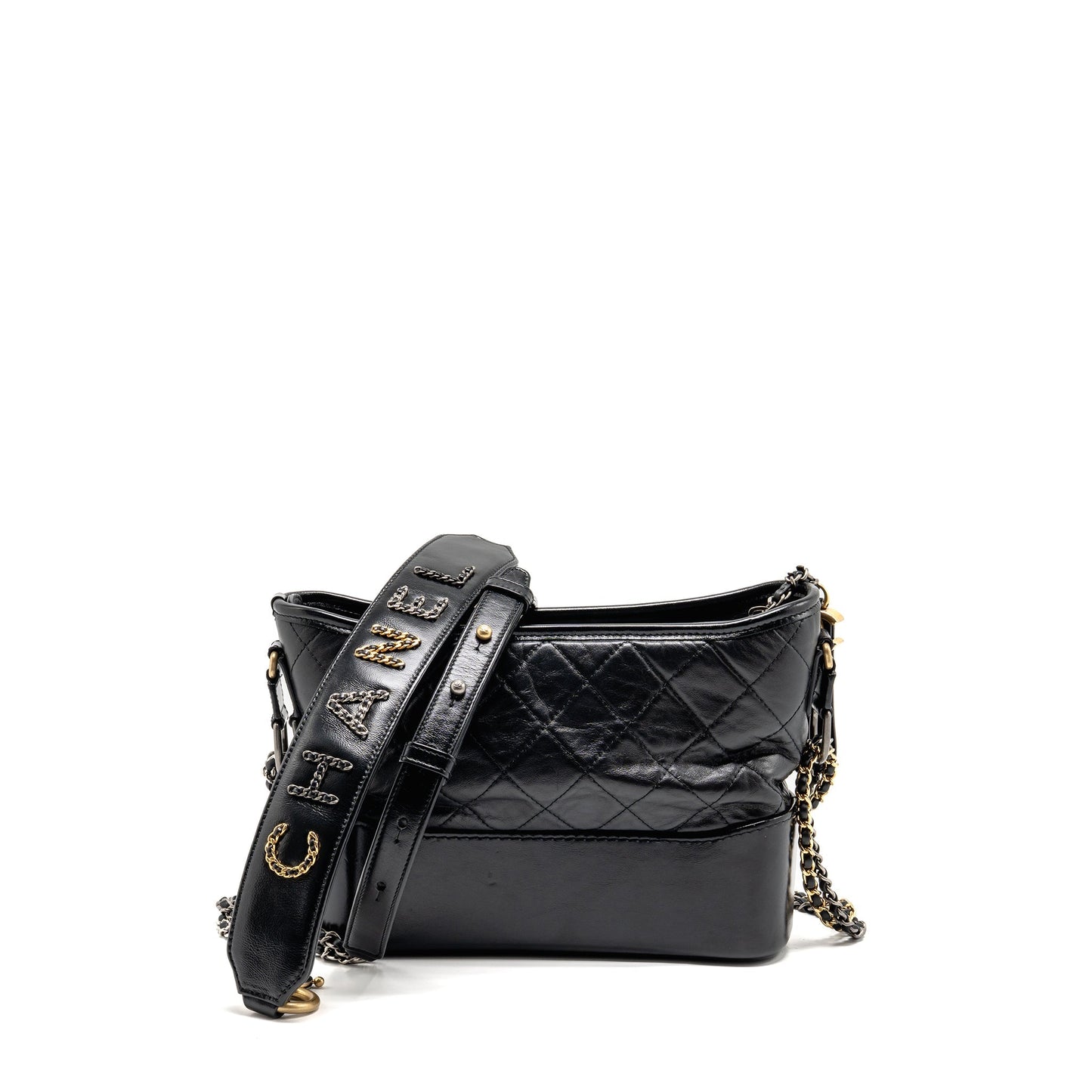 Chanel New Gabrielle Hobo Top Handle Calfskin Multicolour Black Shoulder Bag