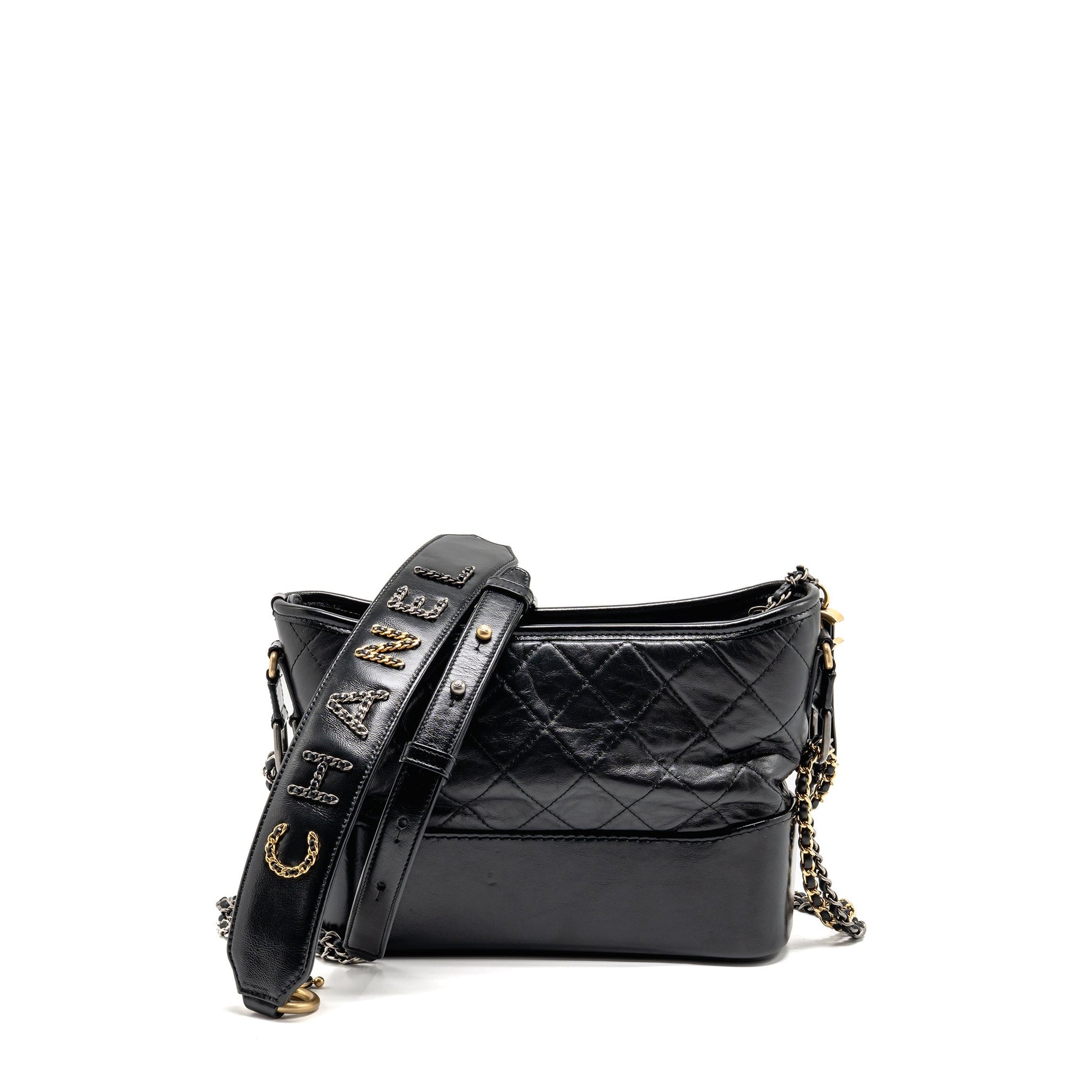 Chanel New Gabrielle Hobo Top Handle Calfskin Multicolour Black Shoulder Bag
