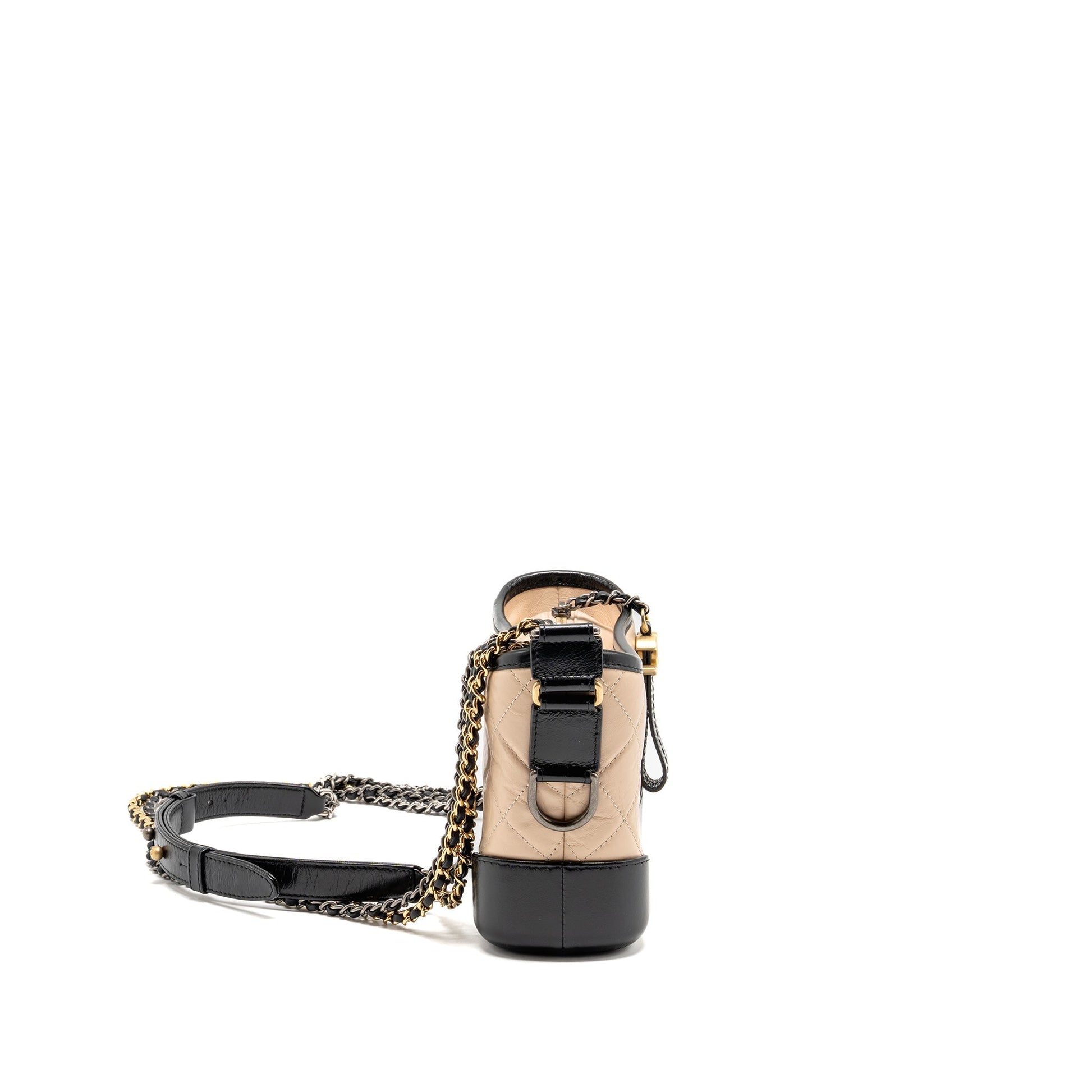 Chanel Gabrielle hobo aged calfskin hardware Multicolour Black Beige Small Shoulder Bag Multicolour Hardware