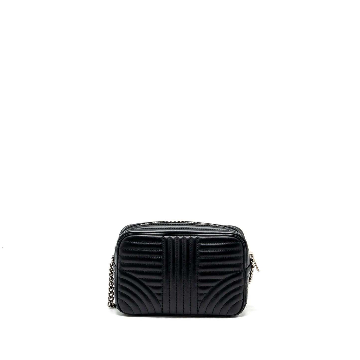 Prada Diagramme Camera Crossbody Purse Calfskin Ruthenium Hardware Black Crossbody Bag