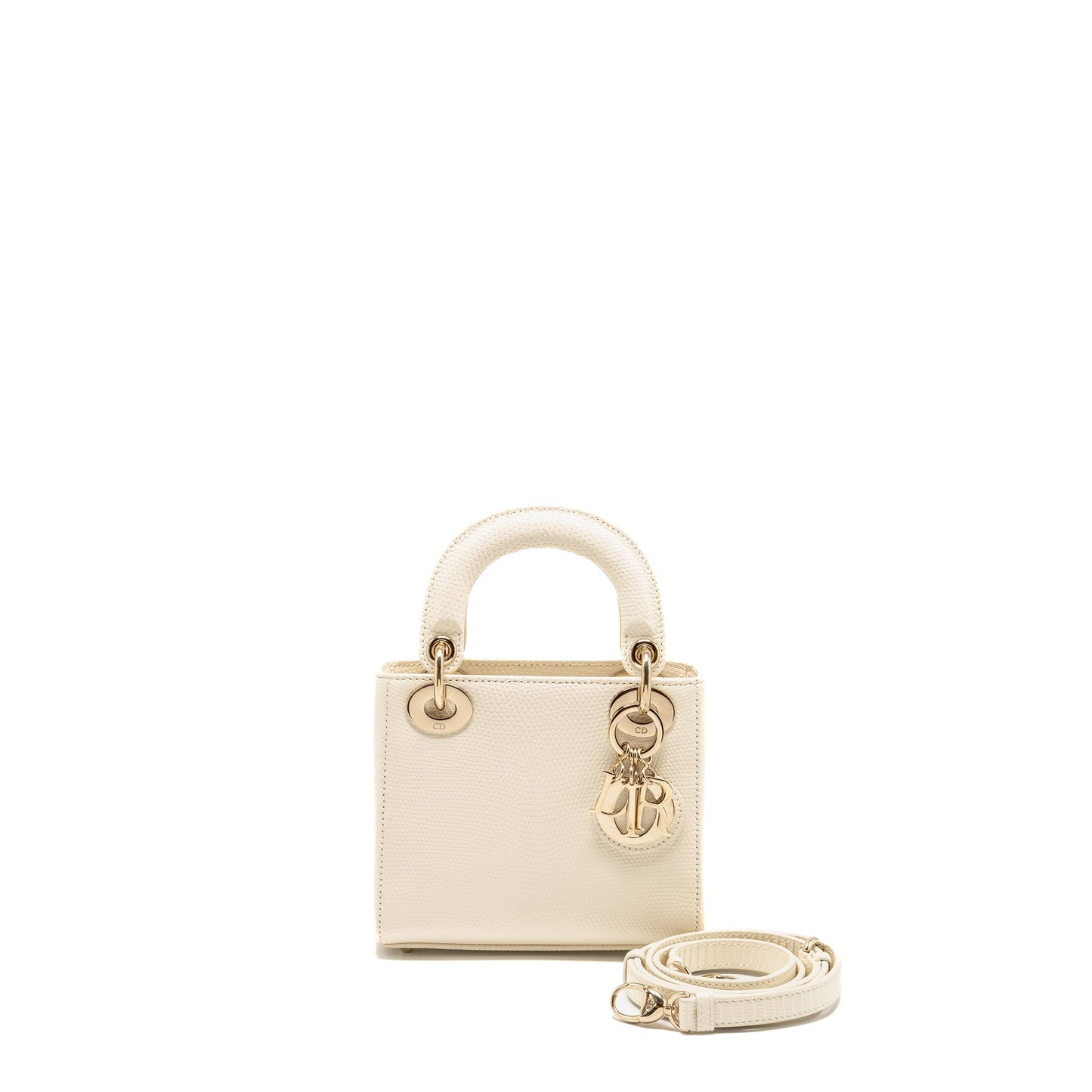 Dior Lady Lizard Handbag White Mini Travel Bag