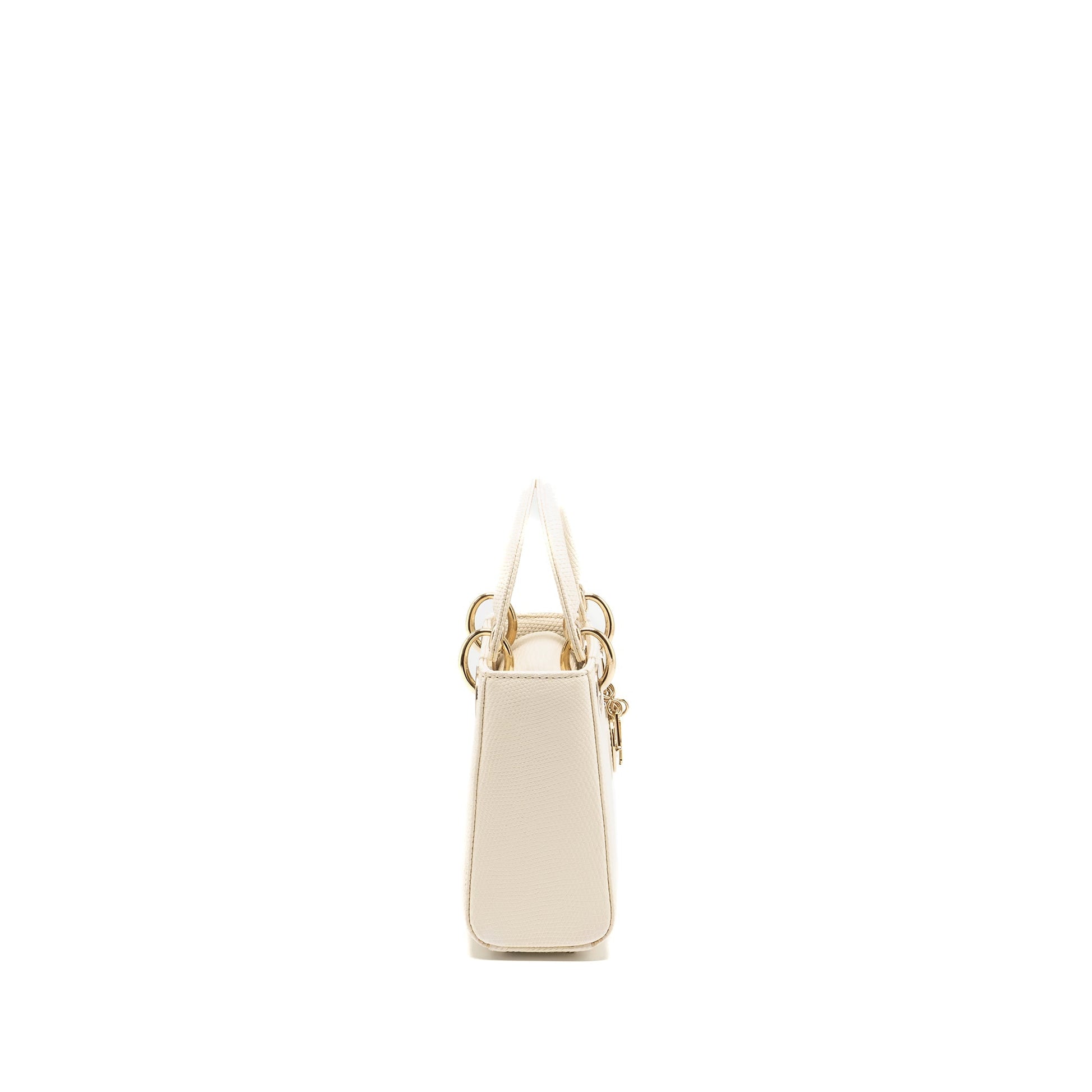 Dior Lady Lizard Handbag White Mini Travel Bag
