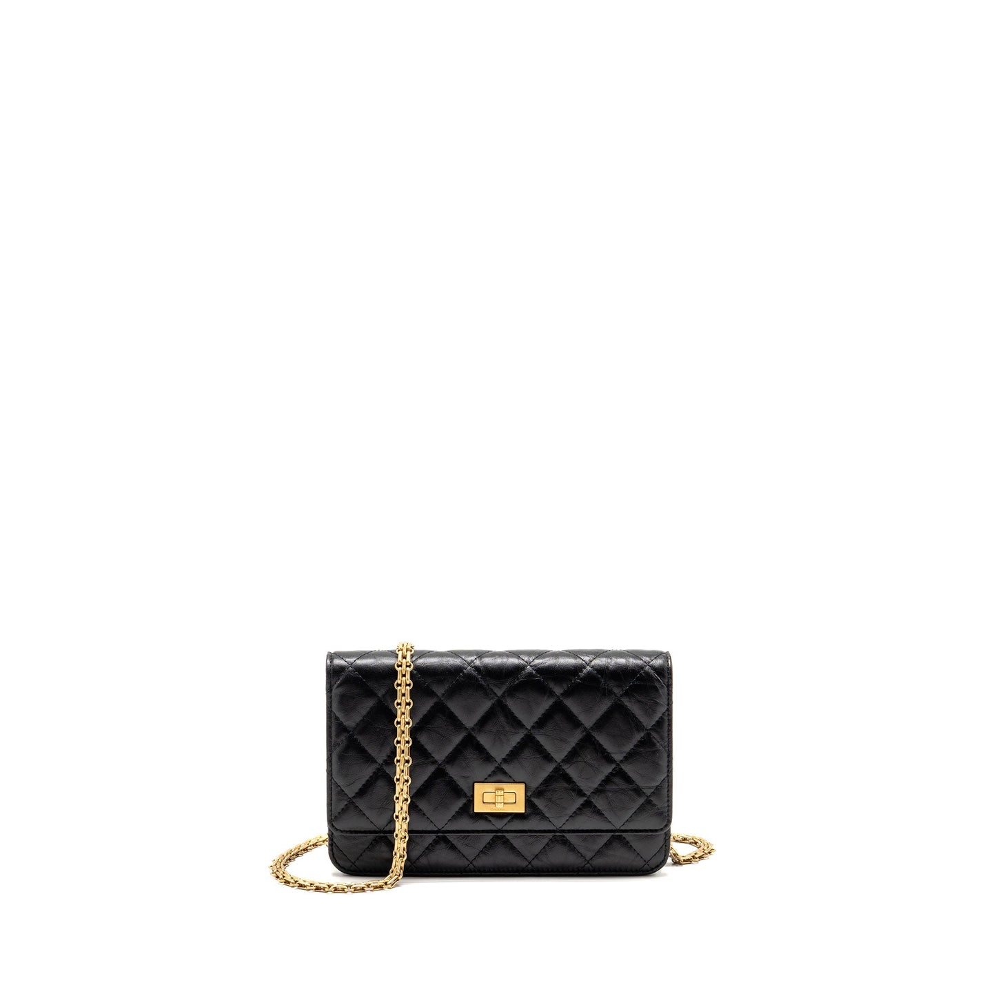 Chanel 2.55 On Aged Calfskin Brushed GHW Black Wallet Case Brushed Ghwmicrochip