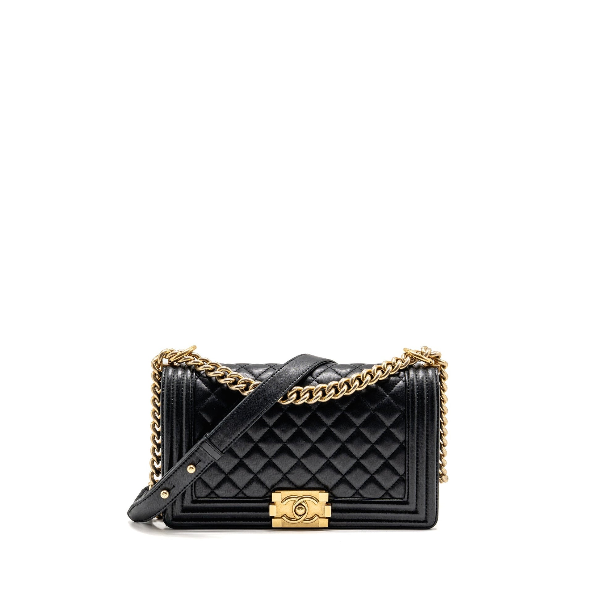 Chanel Boy LAMBSKIN GHW Black Handbag Ghw 3