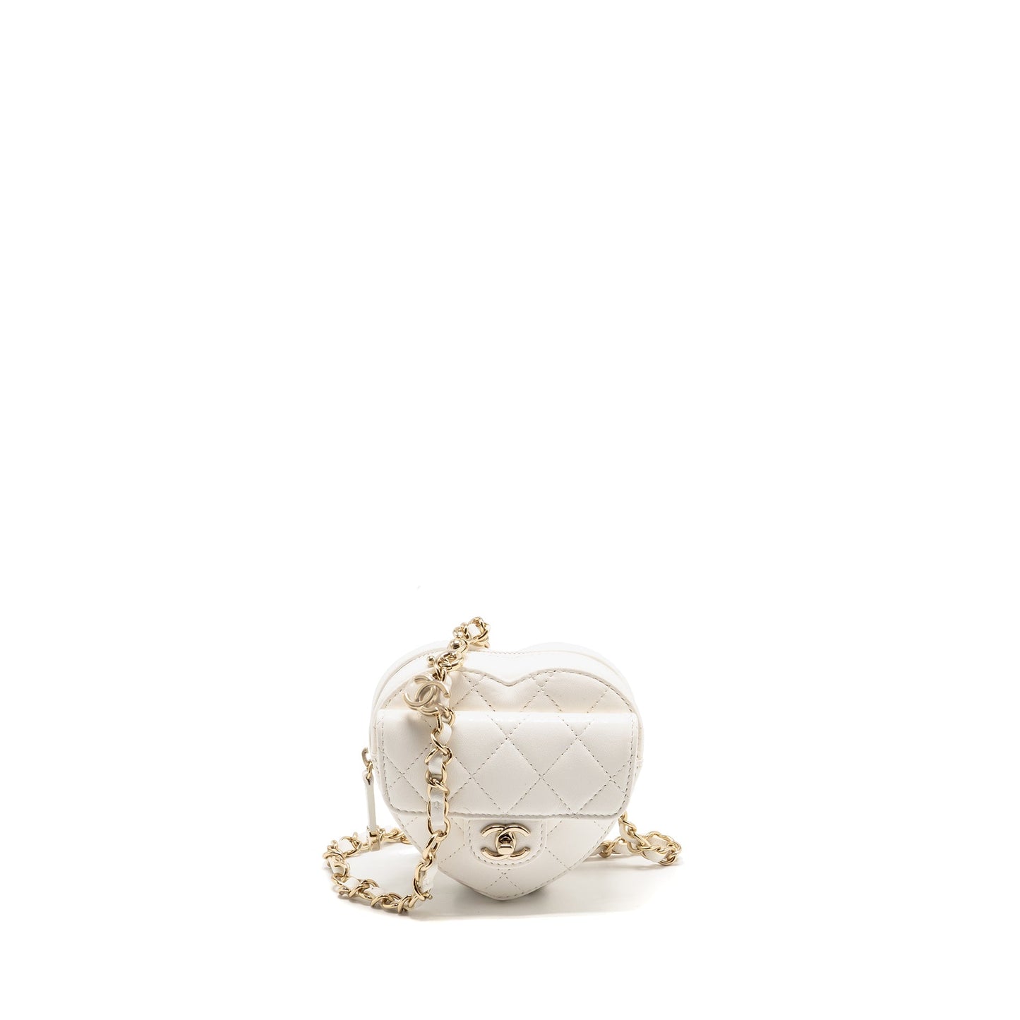 Chanel 22S Heart Belt Lambskin LGHW White Lghw 1