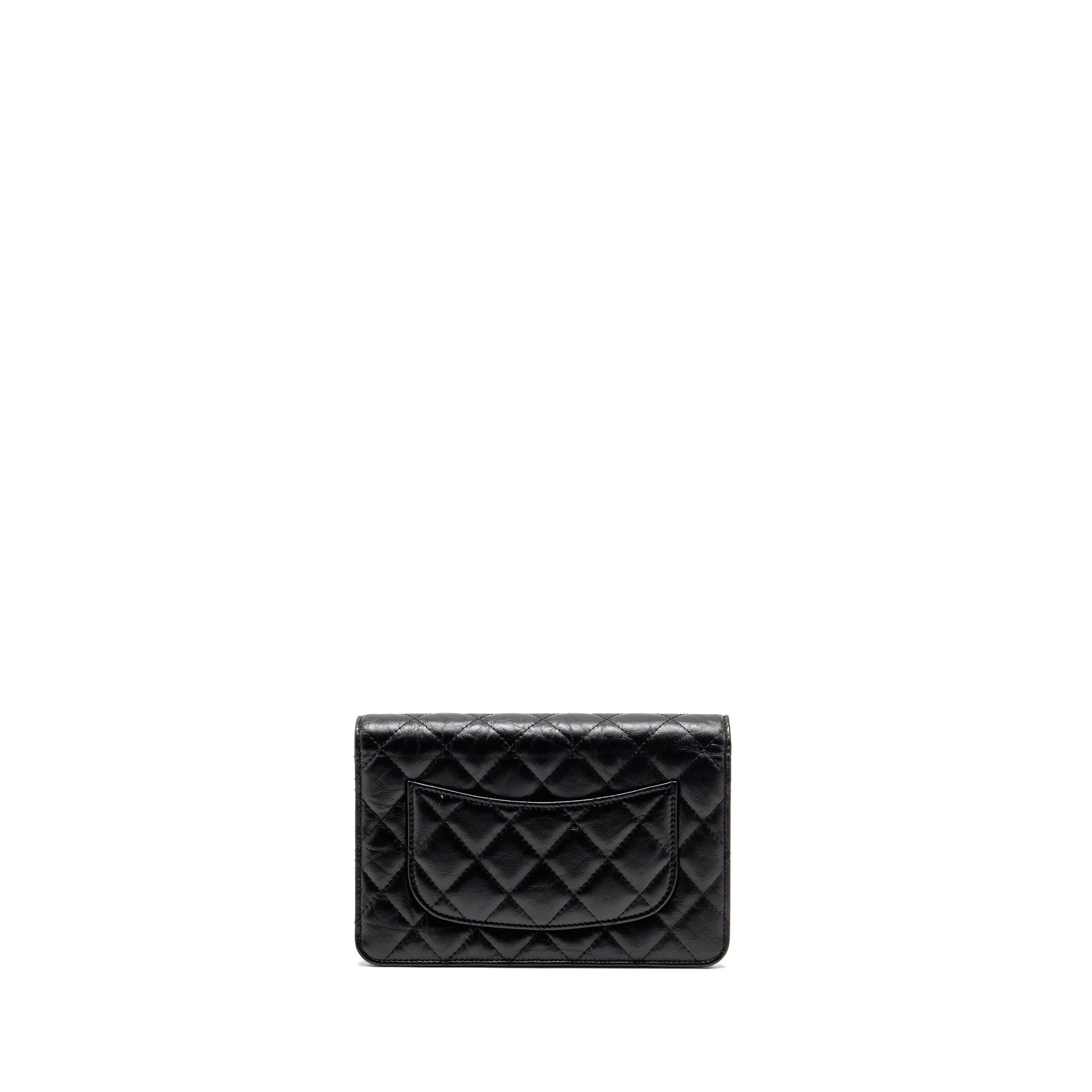 Chanel 2.55 On Aged Calfskin Brushed GHW Black Wallet Case Brushed Ghwmicrochip