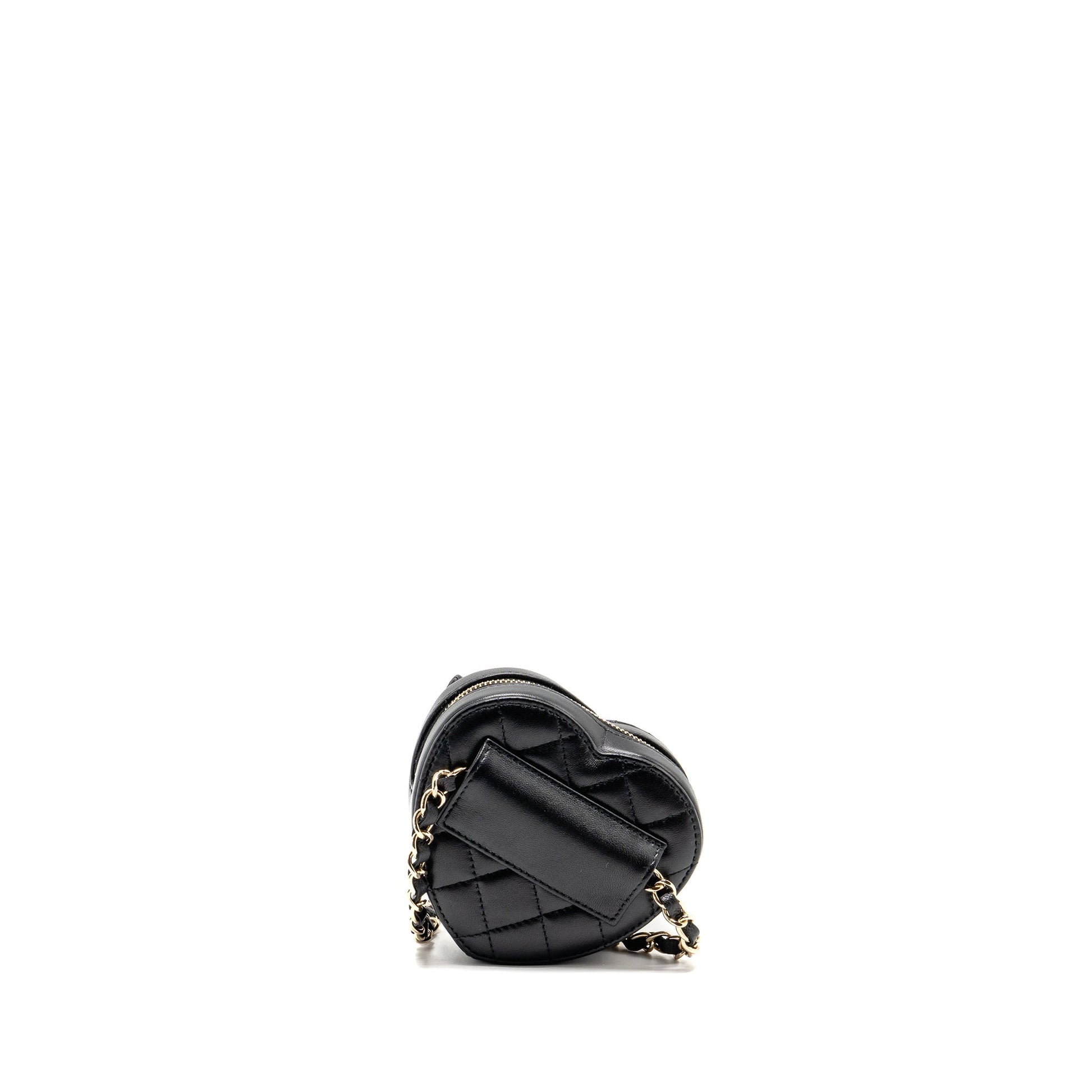 Chanel 22S Heart Belt Lambskin LGHW Black Lghw 4