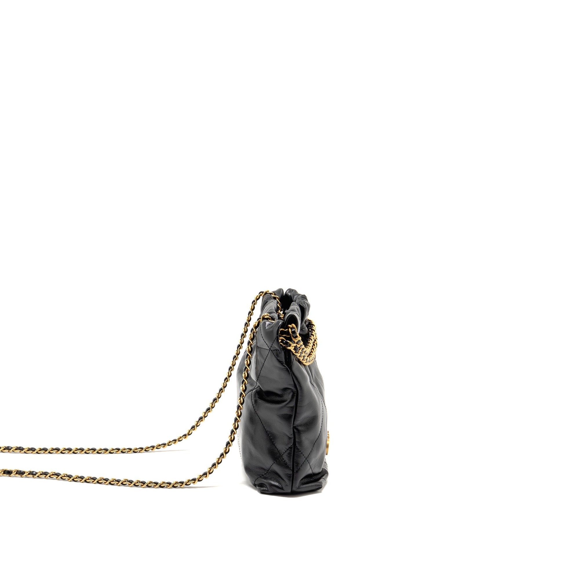 Chanel 22 Shiny Calfskin GHW Microchip Black Mini Bag Microchip 1