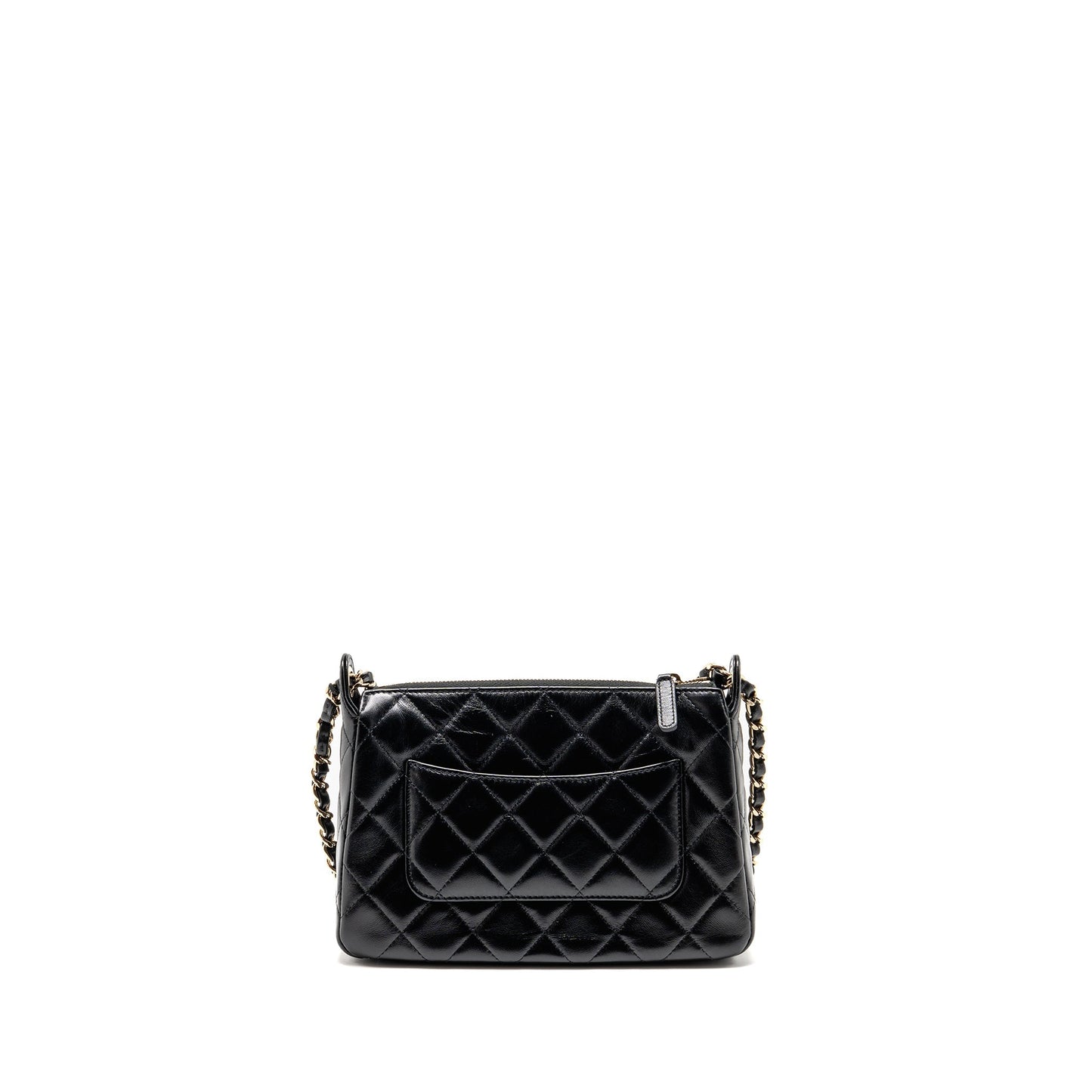 Chanel 25C Camera Shiny Lambskin LGHW Microchip Black Crossbody Bag