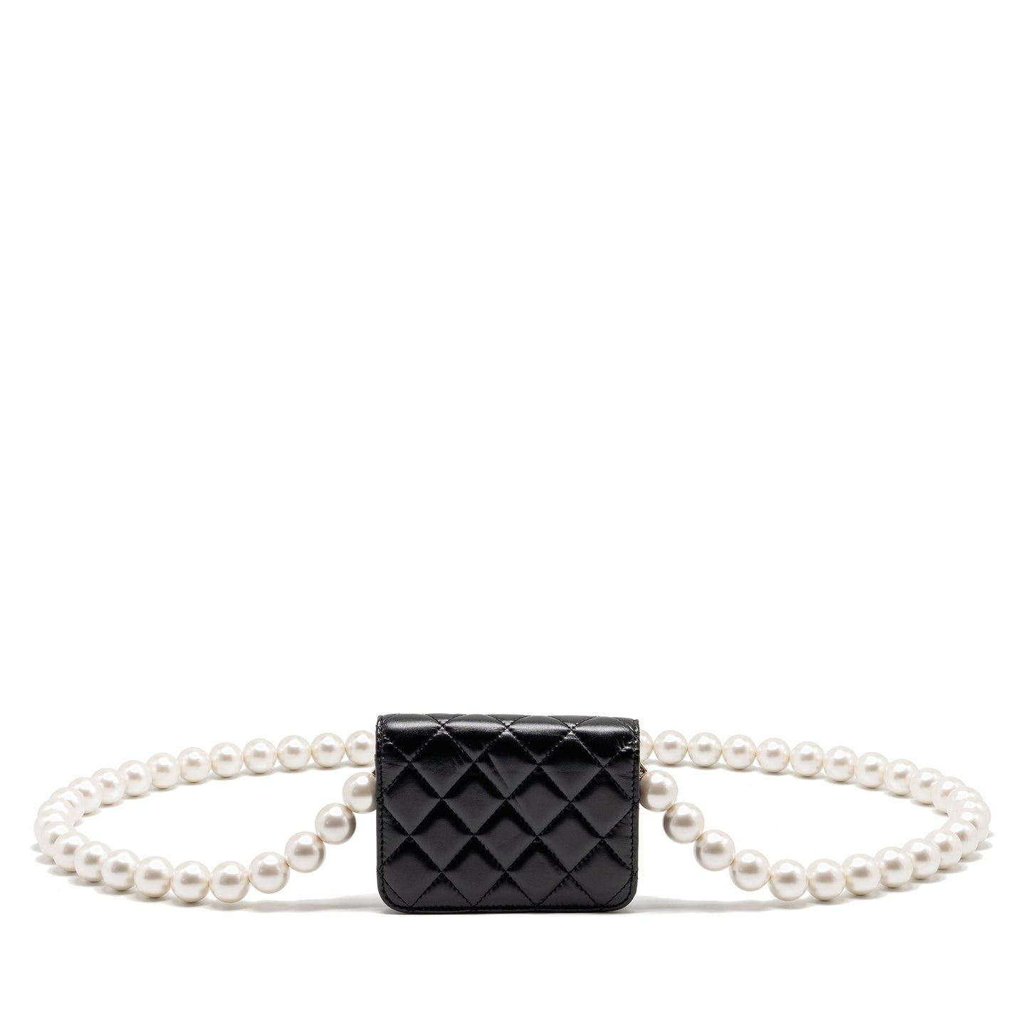 Chanel Card Holder Maxi Pearls Lambskin LGHW Black Wallet Case