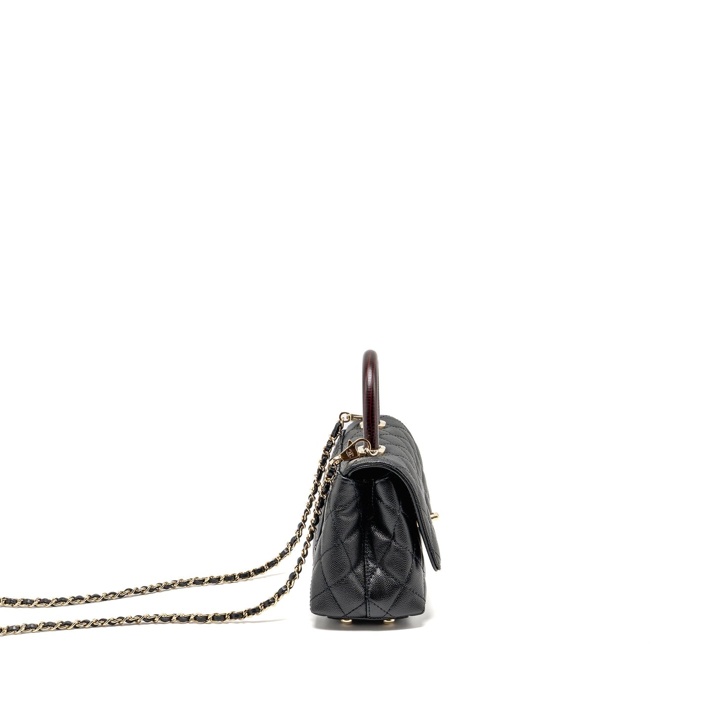 Chanel Coco handle caviar burgundy handle LGHW Black Mini Bag Lghw Microchip