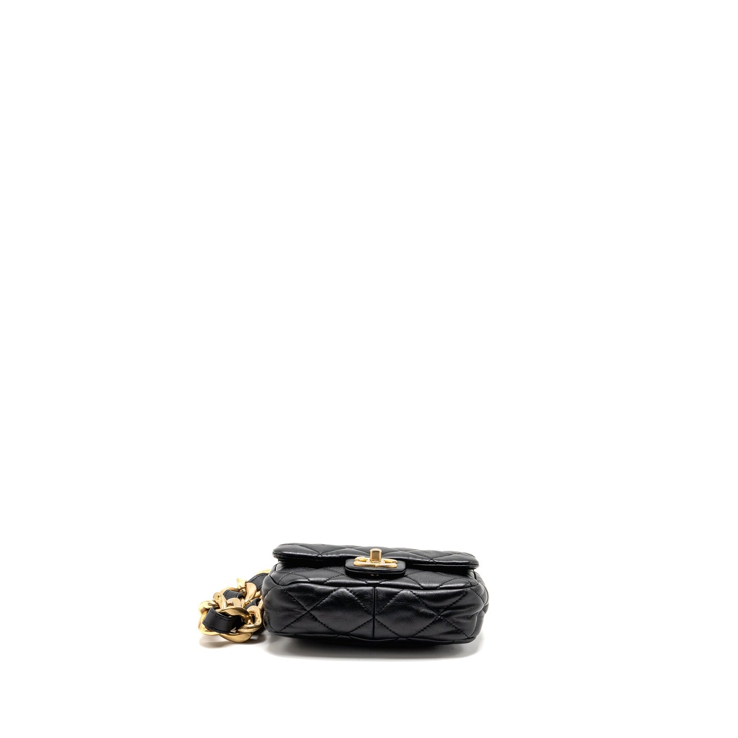 Chanel 22s Giant Flap Lambskin Brushed GHW Black Shoulder Bag