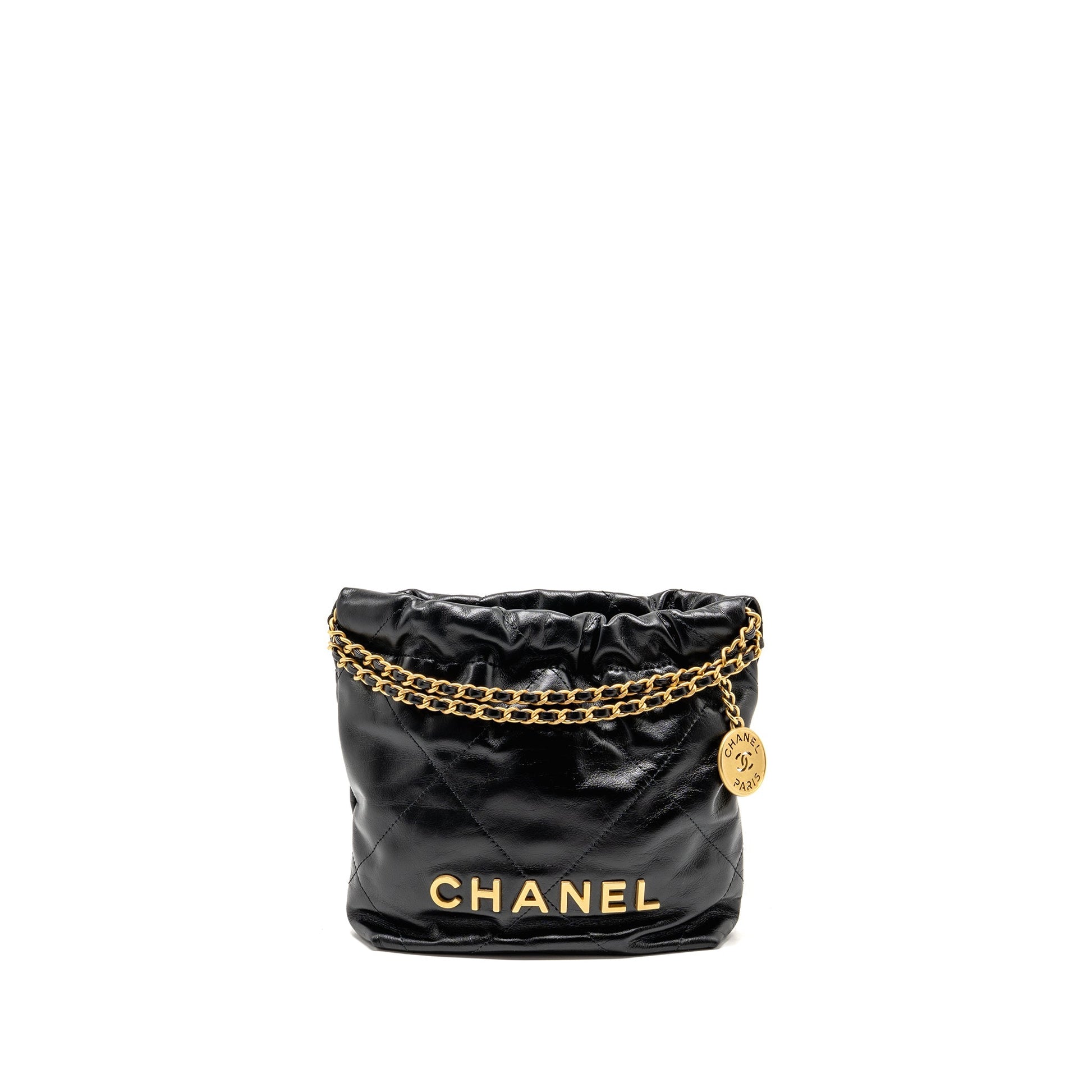 Chanel 22 Shiny Calfskin GHW Microchip Black Mini Bag Microchip 1