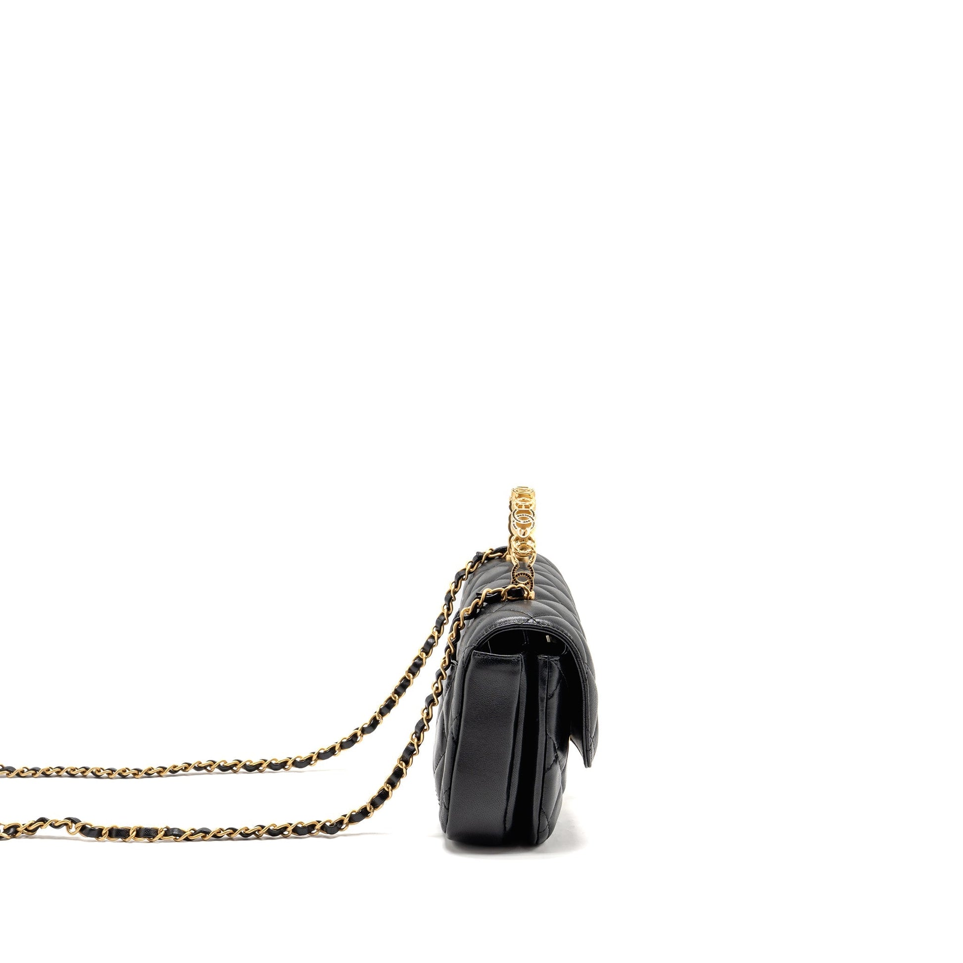 Chanel 24S CC Logo Top Handle Flap Black Shoulder Bag