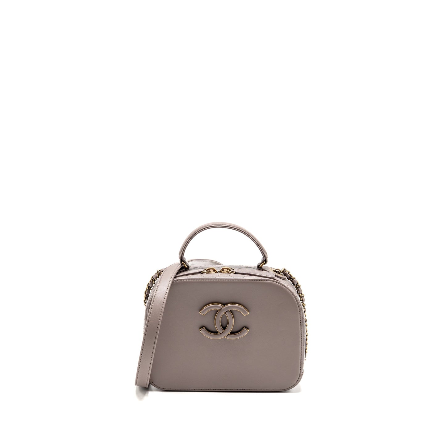 Chanel Coco Curve Vanity Top Handle Calfskin Grey Handbag
