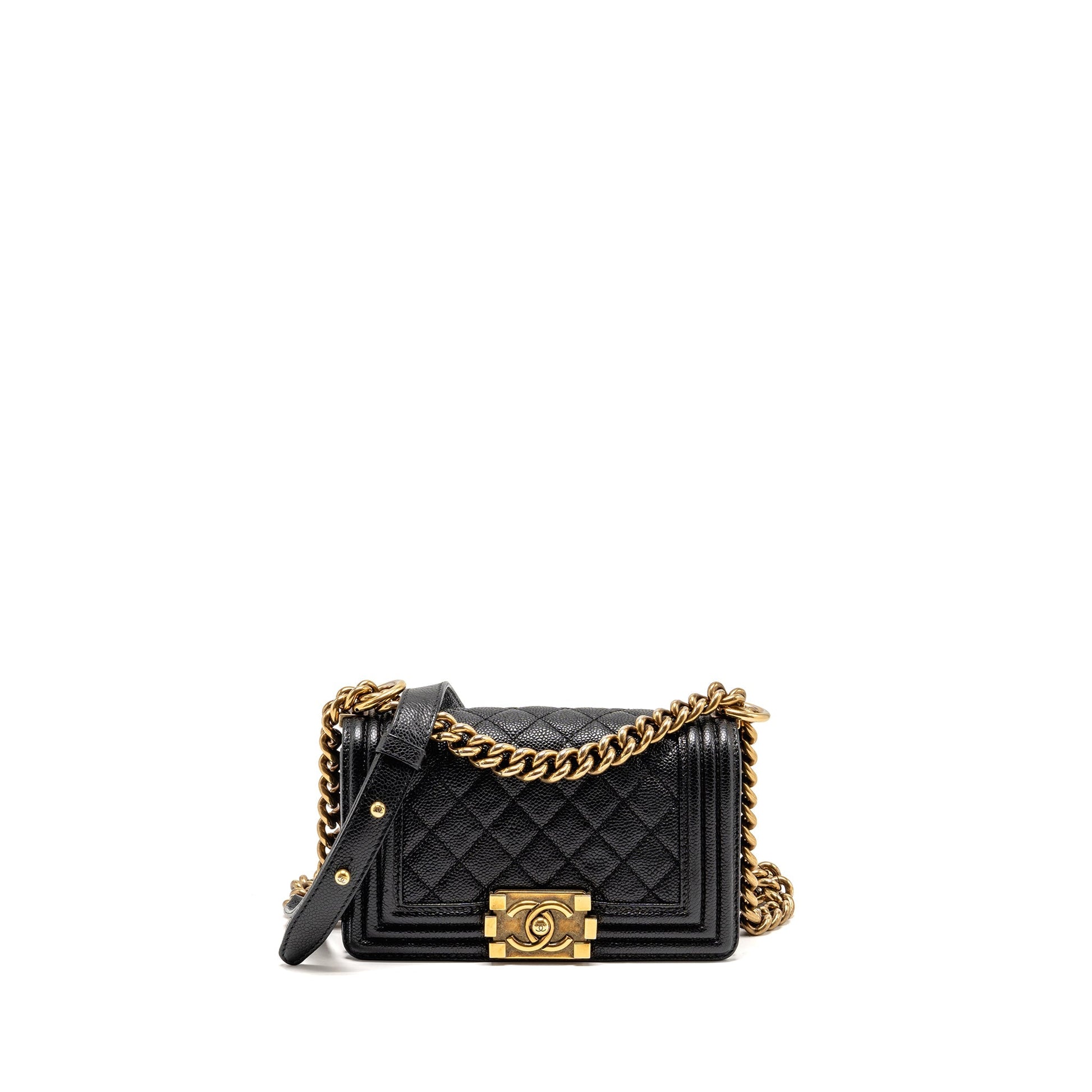 Chanel boy grained calfskin GHW Black Small Handbag