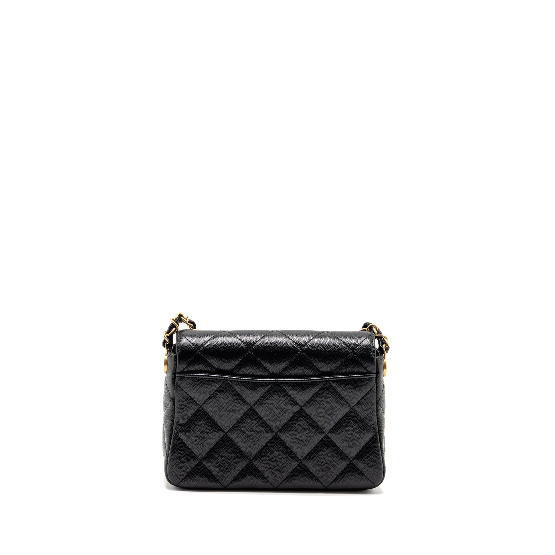 Chanel 24b Quilted Flap Caviar GHW microchip Black Shoulder Bag