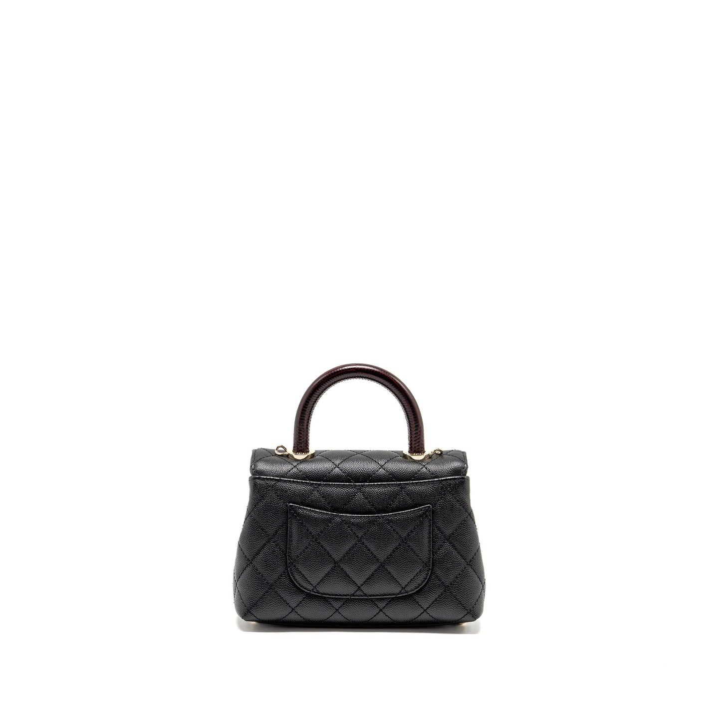 Chanel Coco handle caviar burgundy handle LGHW Black Mini Bag Lghw Microchip