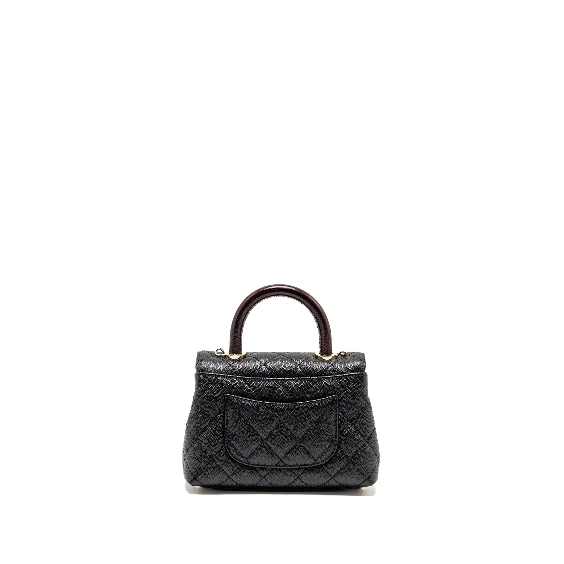 Chanel Coco handle caviar burgundy handle LGHW Black Mini Bag Lghw Microchip