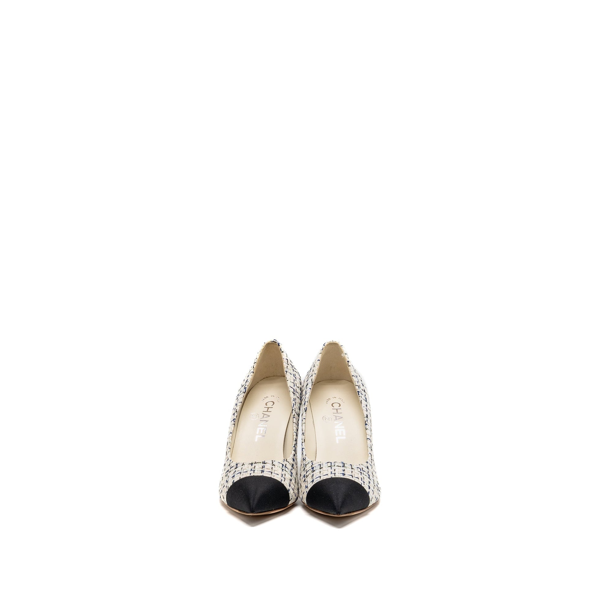 Chanel Black White Blue Shoes