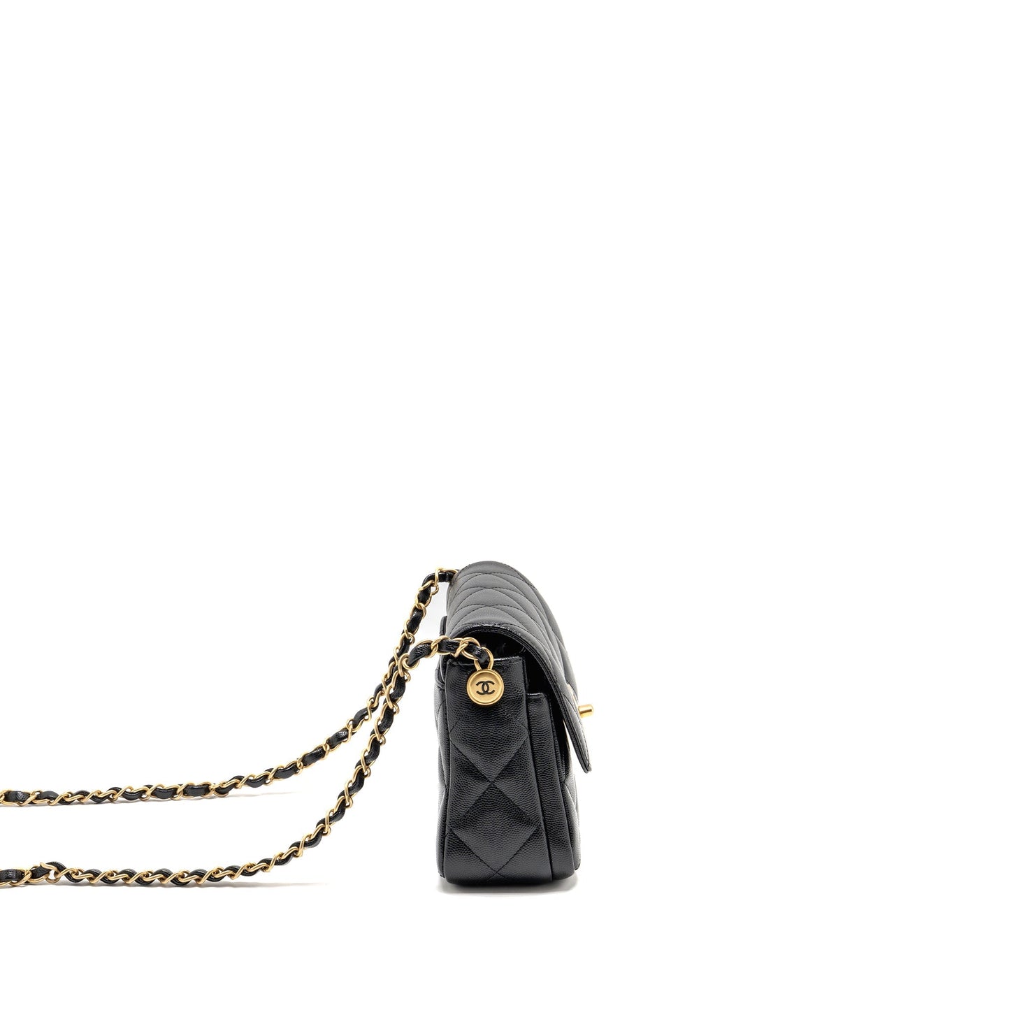 Chanel 24b Quilted Flap Caviar GHW microchip Black Shoulder Bag