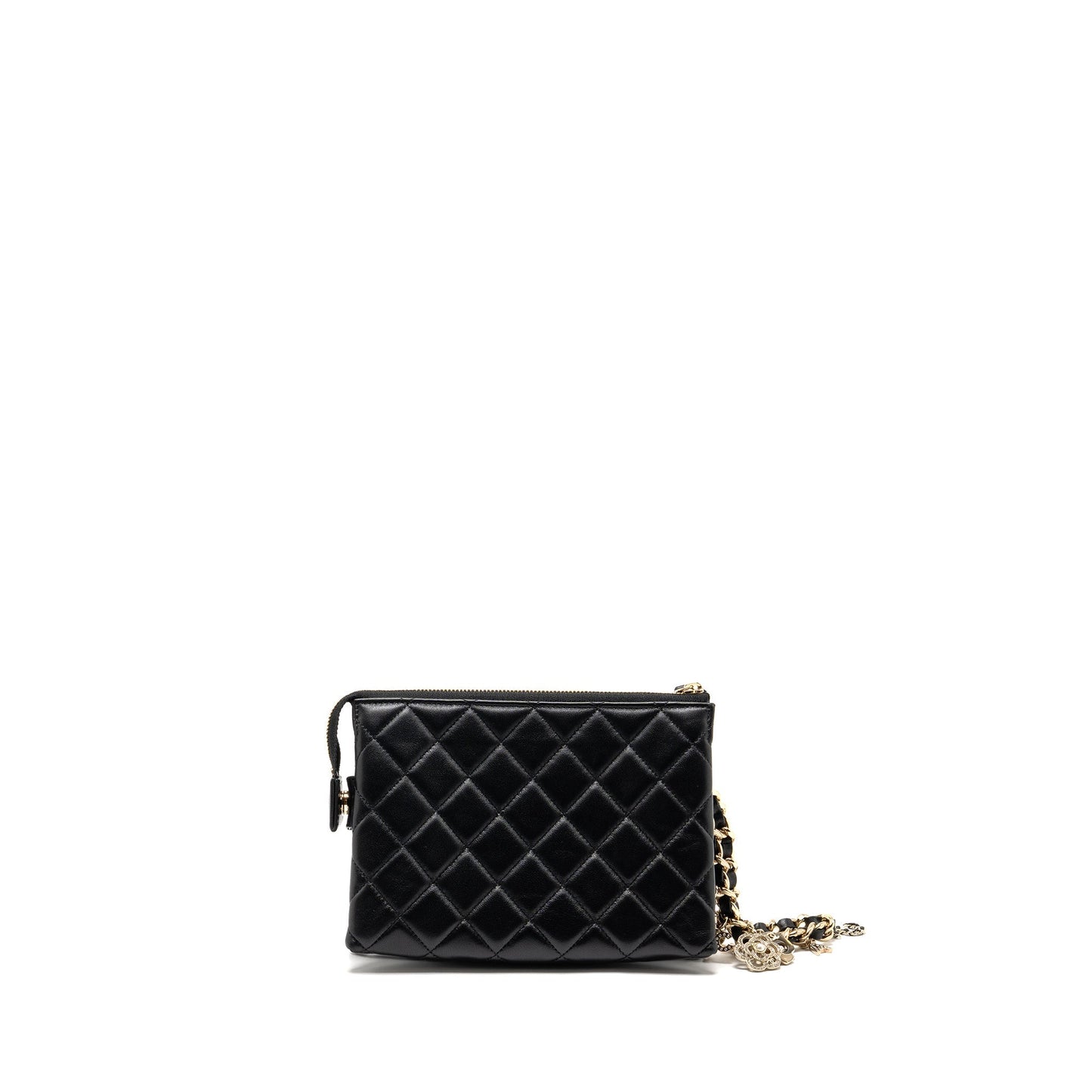 Chanel Crystal Pearl Charms Lambskin LGHW Black Key Chain