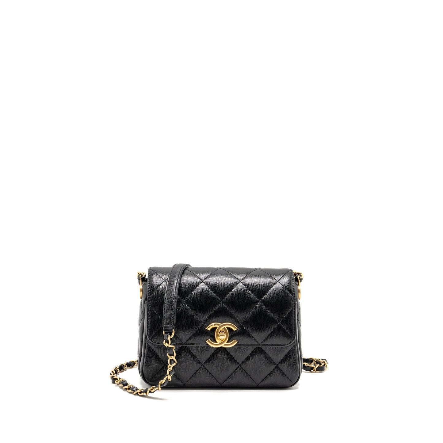 Chanel 24b Quilted Flap Caviar GHW microchip Black Shoulder Bag