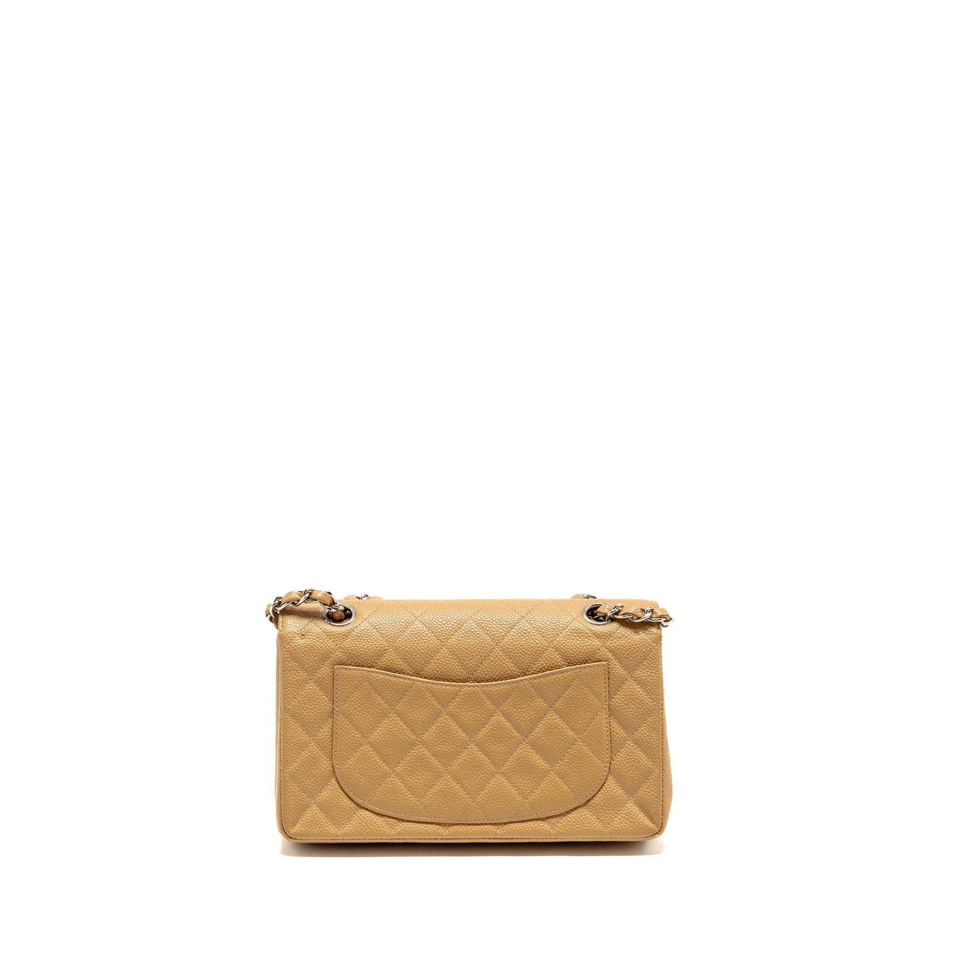 Chanel Classic Double Flap Caviar SHW Beige Small Shoulder Bag