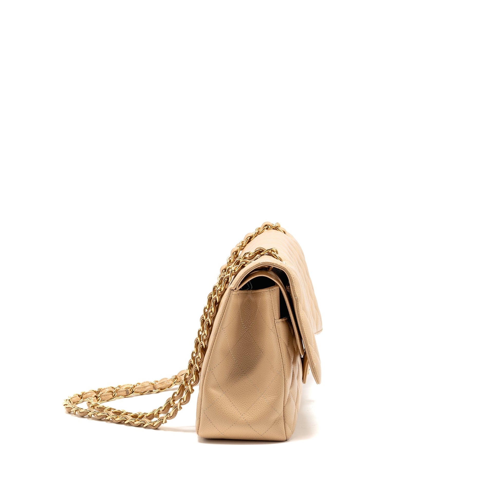 Chanel jumbo classic double flap caviar GHW Beige Shoulder Bag