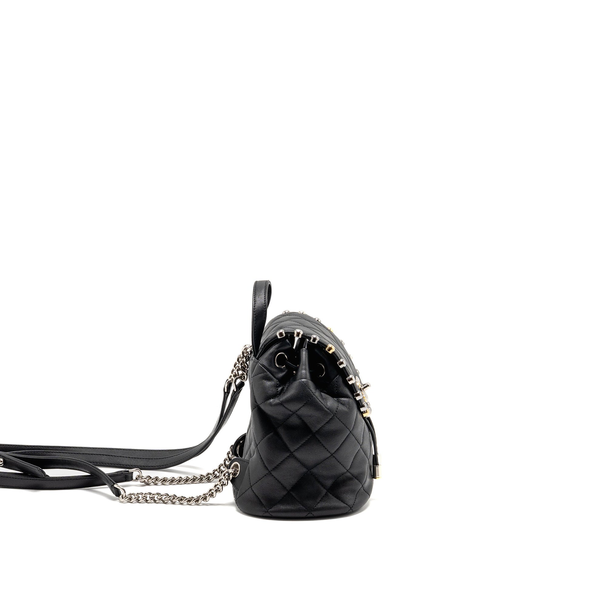 Chanel Quilted Hardware Multicolour Black Leather Backpack