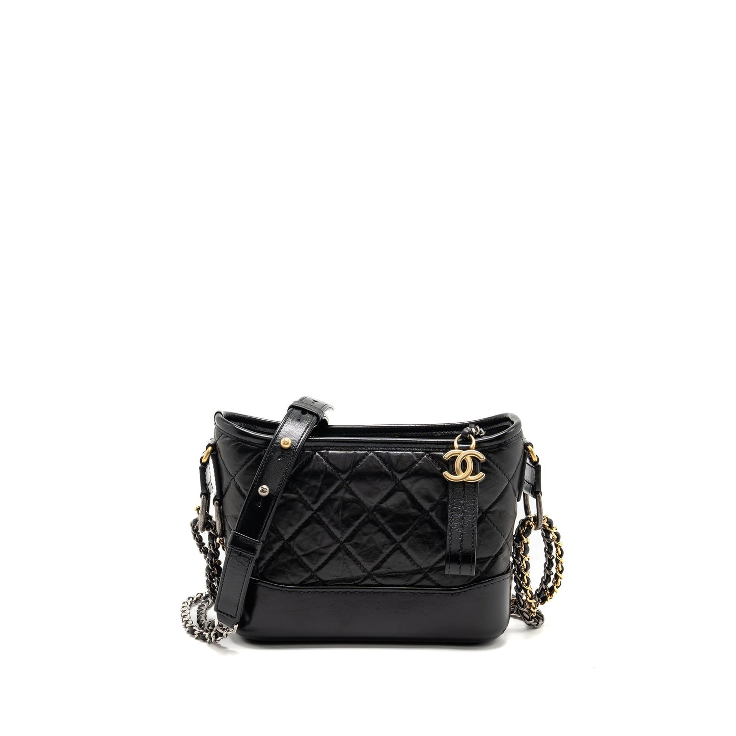 Chanel Gabrielle Hobo Aged Calfskin Multicoloured Hardware Black Small Shoulder Bag Multicoloured Hardware